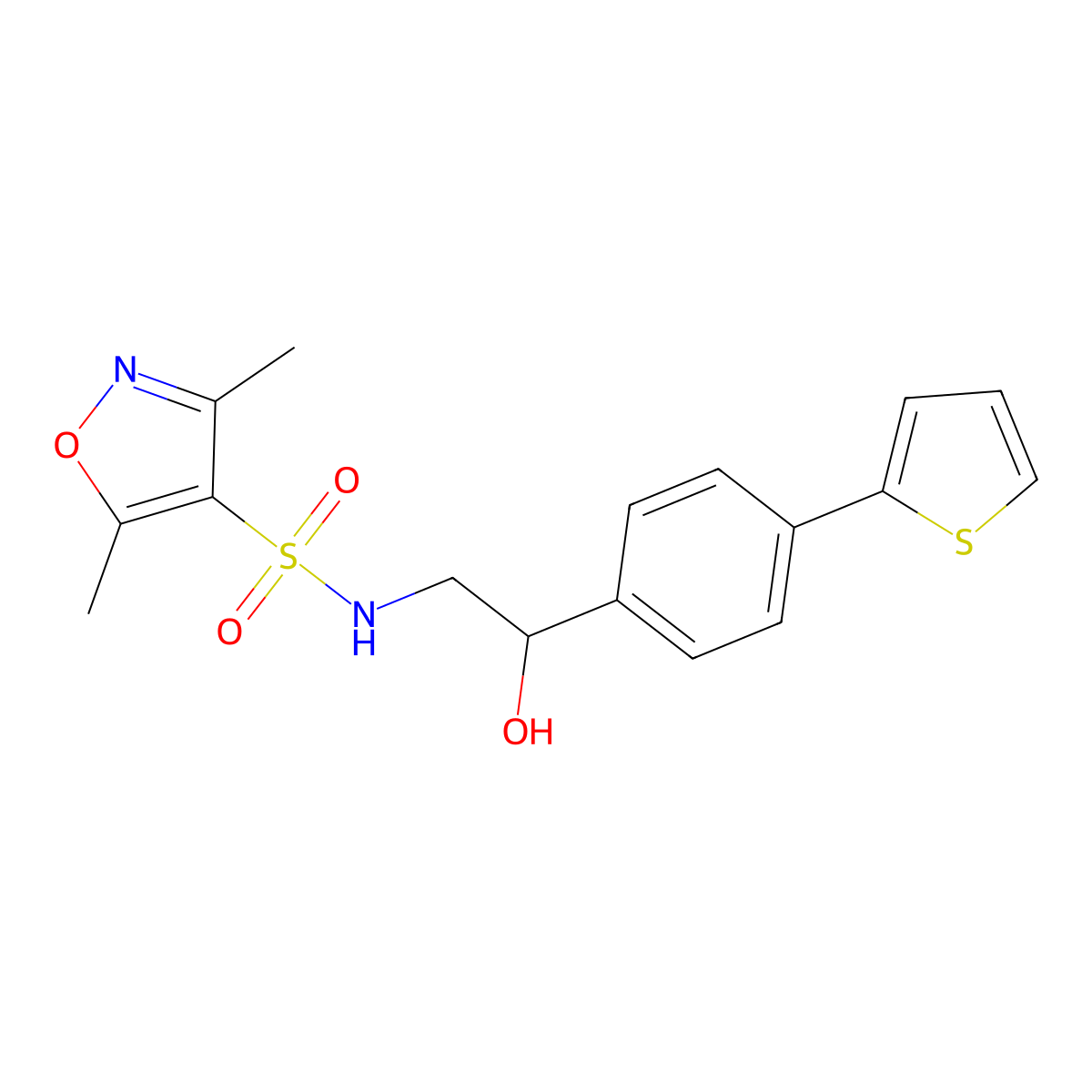 N-{2-hydroxy-2-[4-(thiophen-2-yl)phenyl]ethyl}-3,5-dimethyl-1,2-oxazole-4-sulfonamide molecular structure, CAS 2380185-62-4