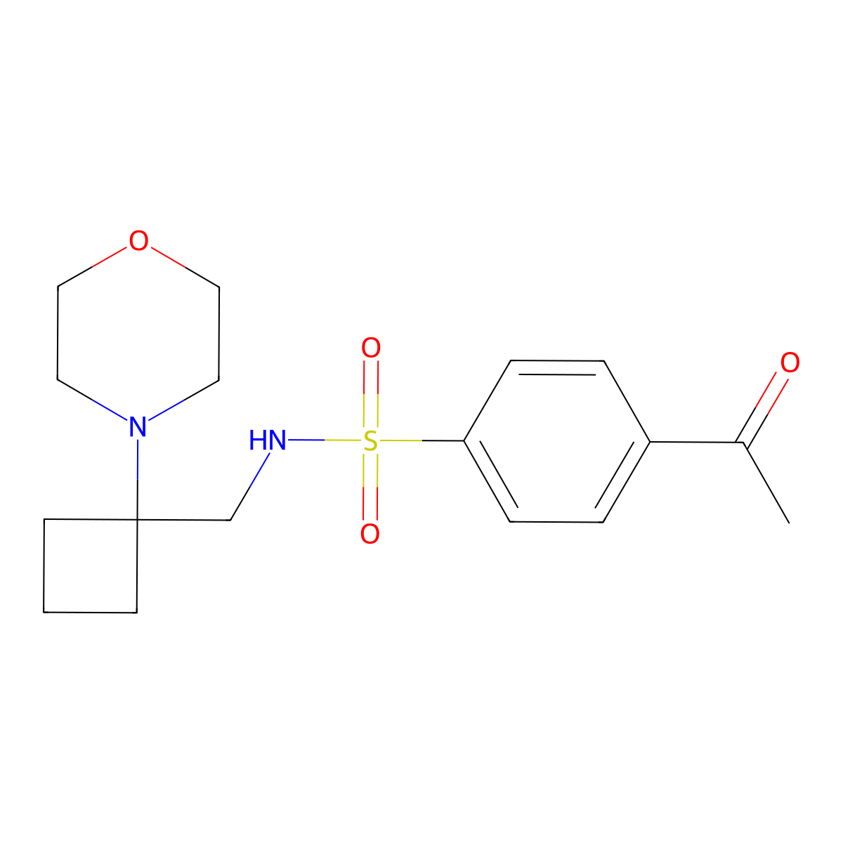 4-acetyl-N-{[1-(morpholin-4-yl)cyclobutyl]methyl}benzene-1-sulfonamide molecular structure, CAS 2380185-68-0