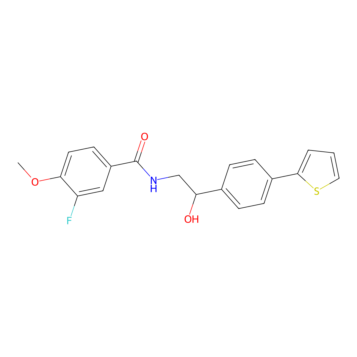 3-fluoro-N-{2-hydroxy-2-[4-(thiophen-2-yl)phenyl]ethyl}-4-methoxybenzamide molecular structure, CAS 2380185-69-1