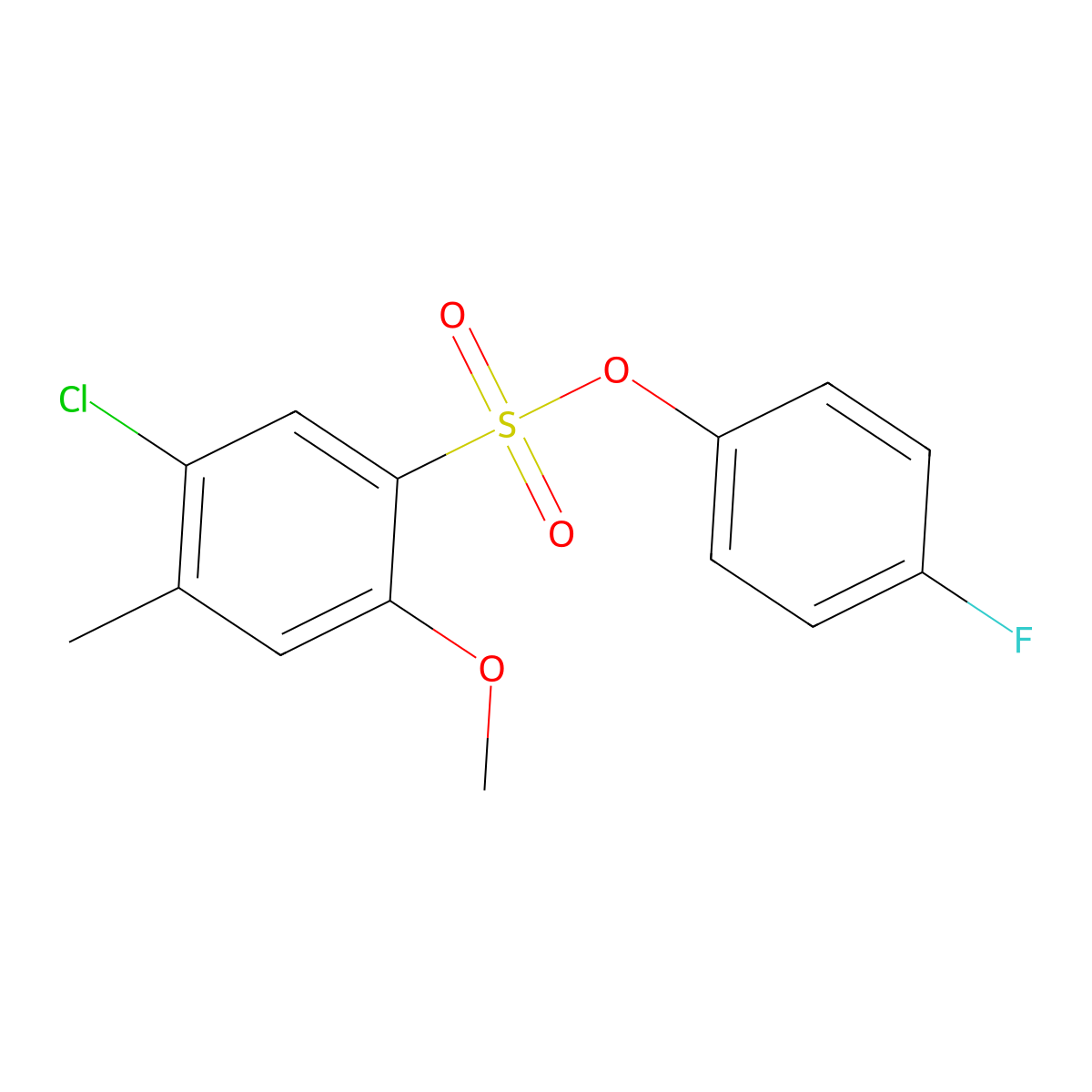 4-Fluorophenyl 5-chloro-2-methoxy-4-methylbenzene-1-sulfonate molecular structure, CAS 2380185-74-8
