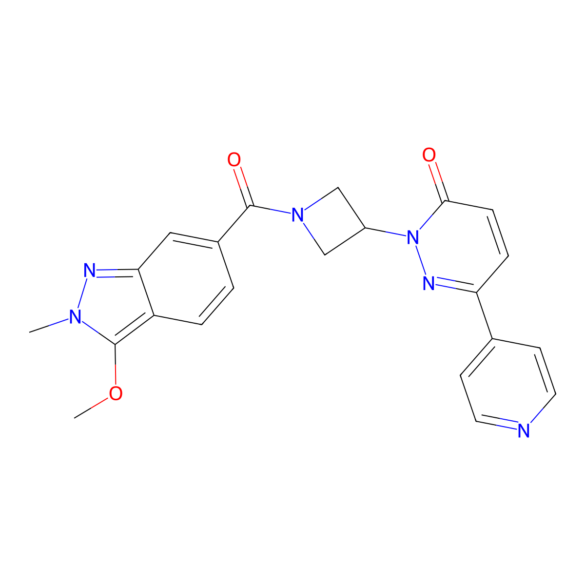 2-[1-(3-methoxy-2-methyl-2H-indazole-6-carbonyl)azetidin-3-yl]-6-(pyridin-4-yl)-2,3-dihydropyridazin-3-one molecular structure, CAS 2380185-83-9