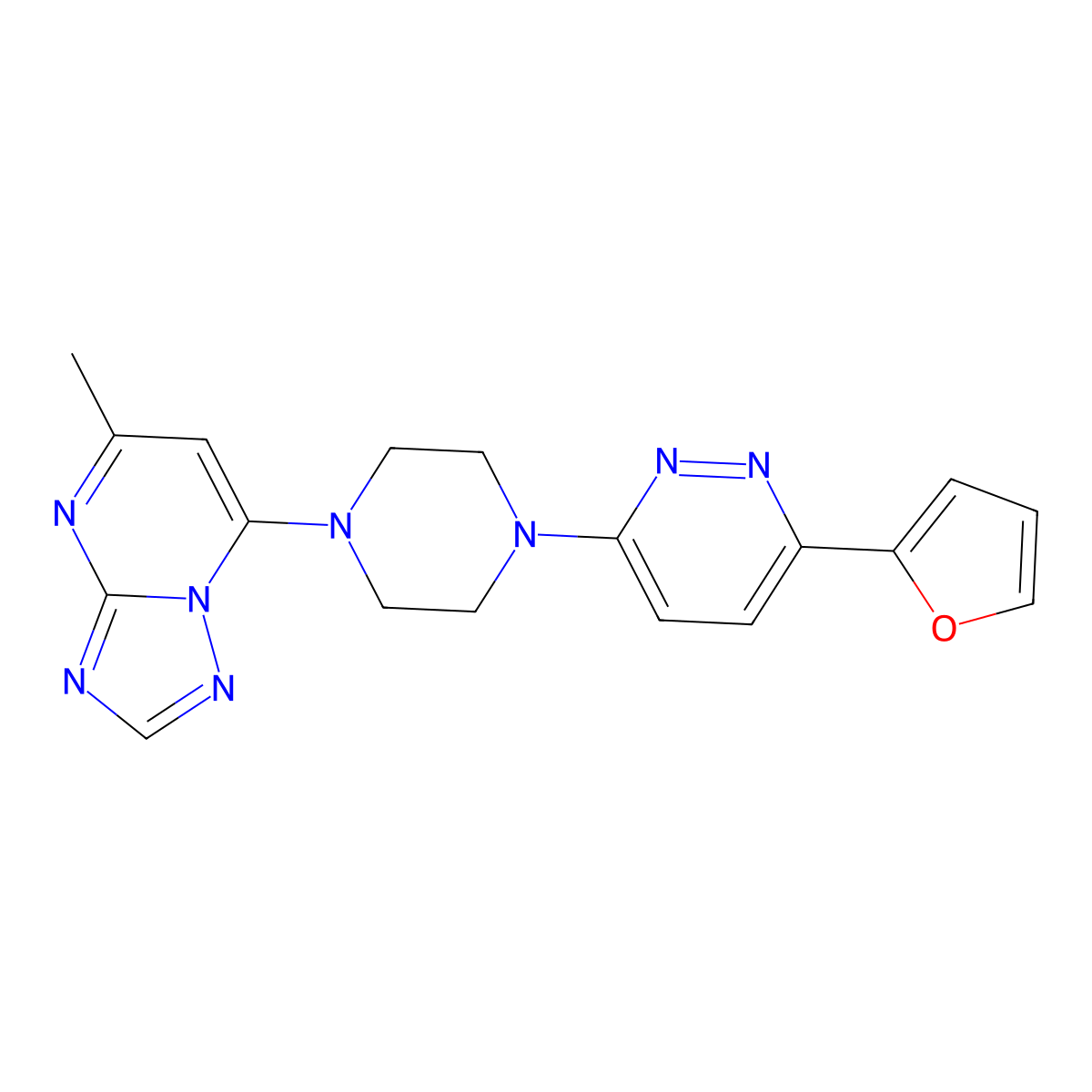 3-(Furan-2-yl)-6-(4-{5-methyl-[1,2,4]triazolo[1,5-a]pyrimidin-7-yl}piperazin-1-yl)pyridazine molecular structure, CAS 2380185-88-4
