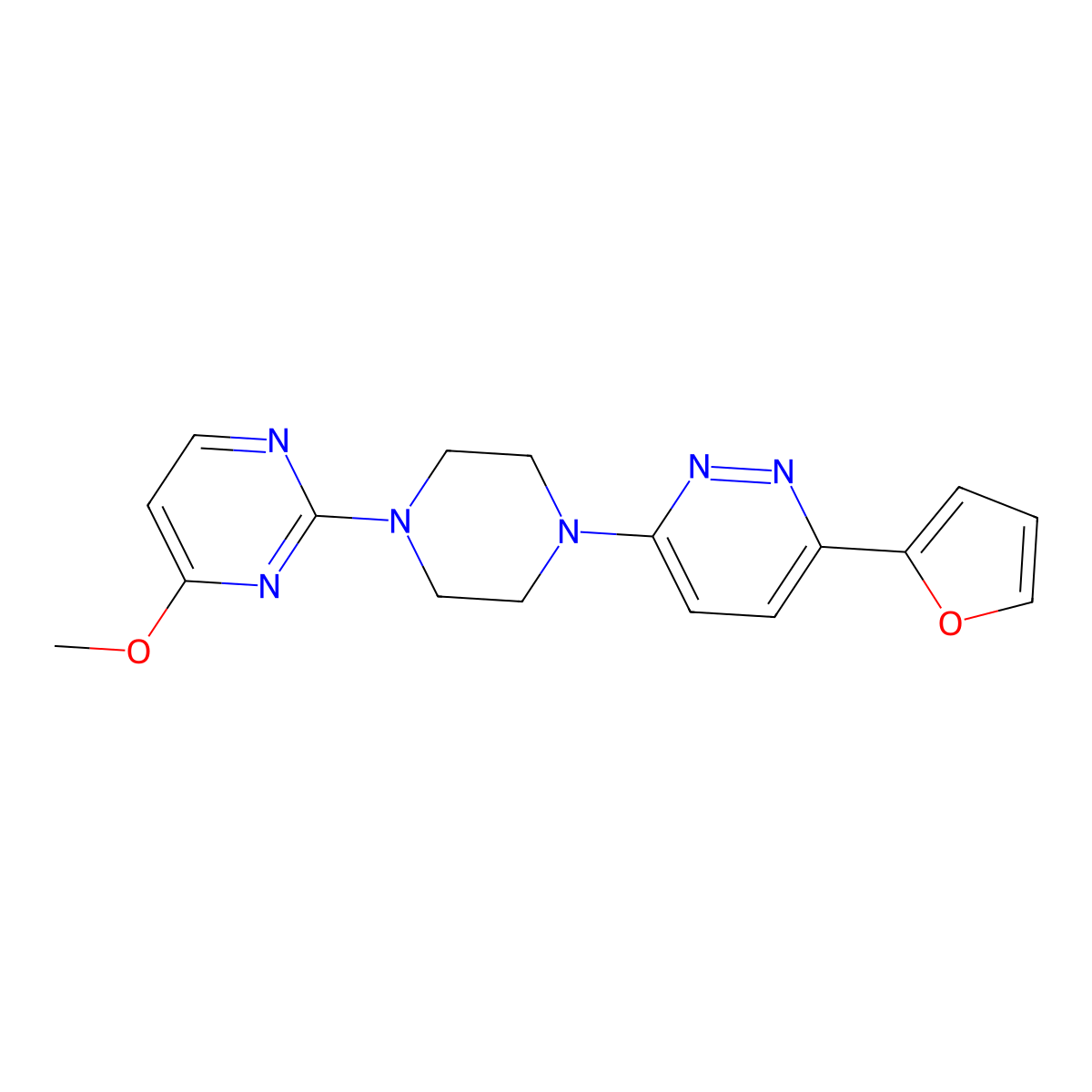3-(Furan-2-yl)-6-[4-(4-methoxypyrimidin-2-yl)piperazin-1-yl]pyridazine molecular structure, CAS 2380185-89-5