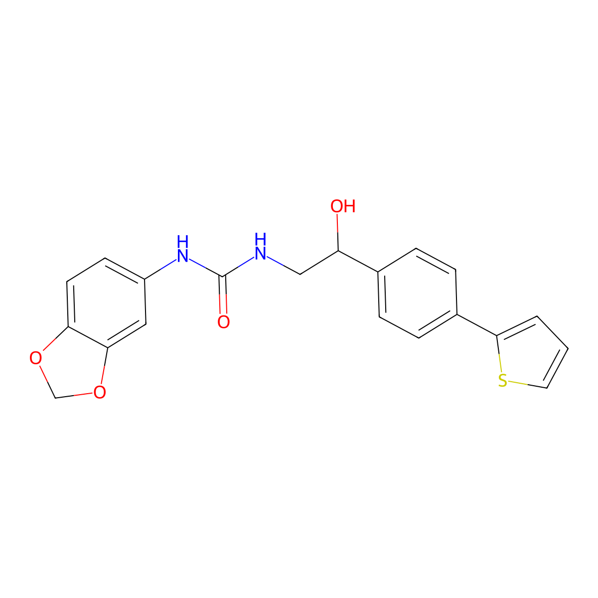 3-(2H-1,3-benzodioxol-5-yl)-1-{2-hydroxy-2-[4-(thiophen-2-yl)phenyl]ethyl}urea molecular structure, CAS 2380185-92-0