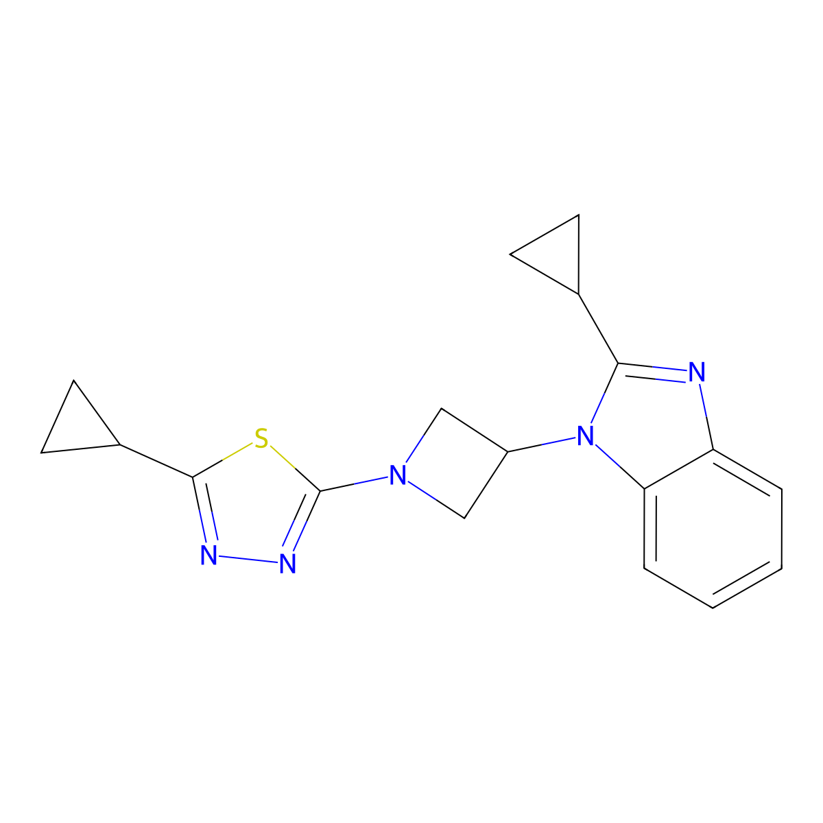 2-cyclopropyl-1-[1-(5-cyclopropyl-1,3,4-thiadiazol-2-yl)azetidin-3-yl]-1H-1,3-benzodiazole molecular structure, CAS 2380185-93-1