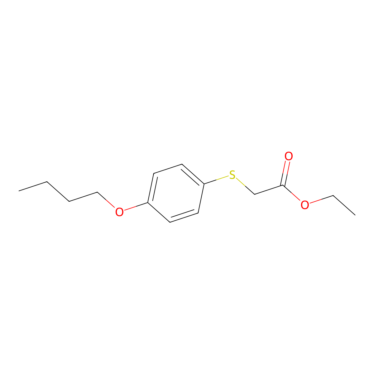 Ethyl 2-(4-butoxyphenyl)sulfanylacetate molecular structure, CAS 2380185-95-3