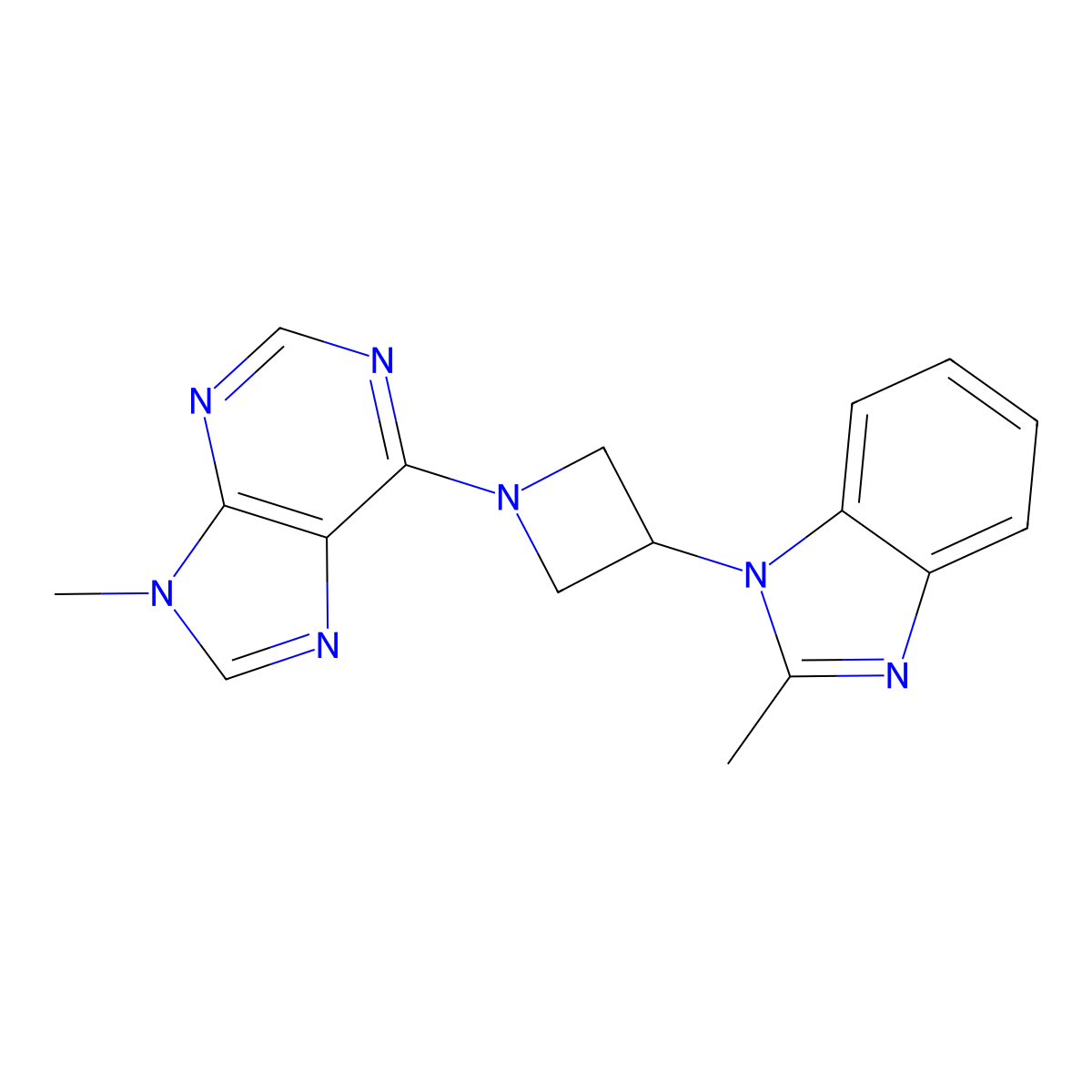 9-methyl-6-[3-(2-methyl-1H-1,3-benzodiazol-1-yl)azetidin-1-yl]-9H-purine molecular structure, CAS 2380185-99-7