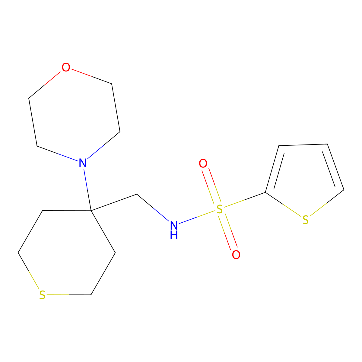 N-{[4-(morpholin-4-yl)thian-4-yl]methyl}thiophene-2-sulfonamide molecular structure, CAS 2380186-01-4