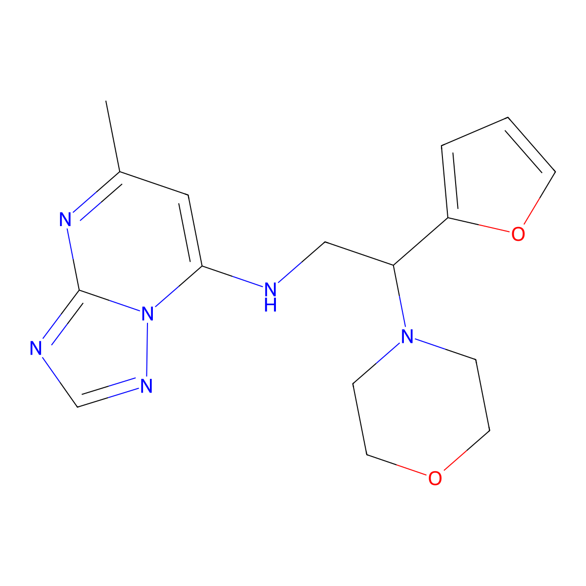 N-[2-(furan-2-yl)-2-(morpholin-4-yl)ethyl]-5-methyl-[1,2,4]triazolo[1,5-a]pyrimidin-7-amine molecular structure, CAS 2380186-05-8