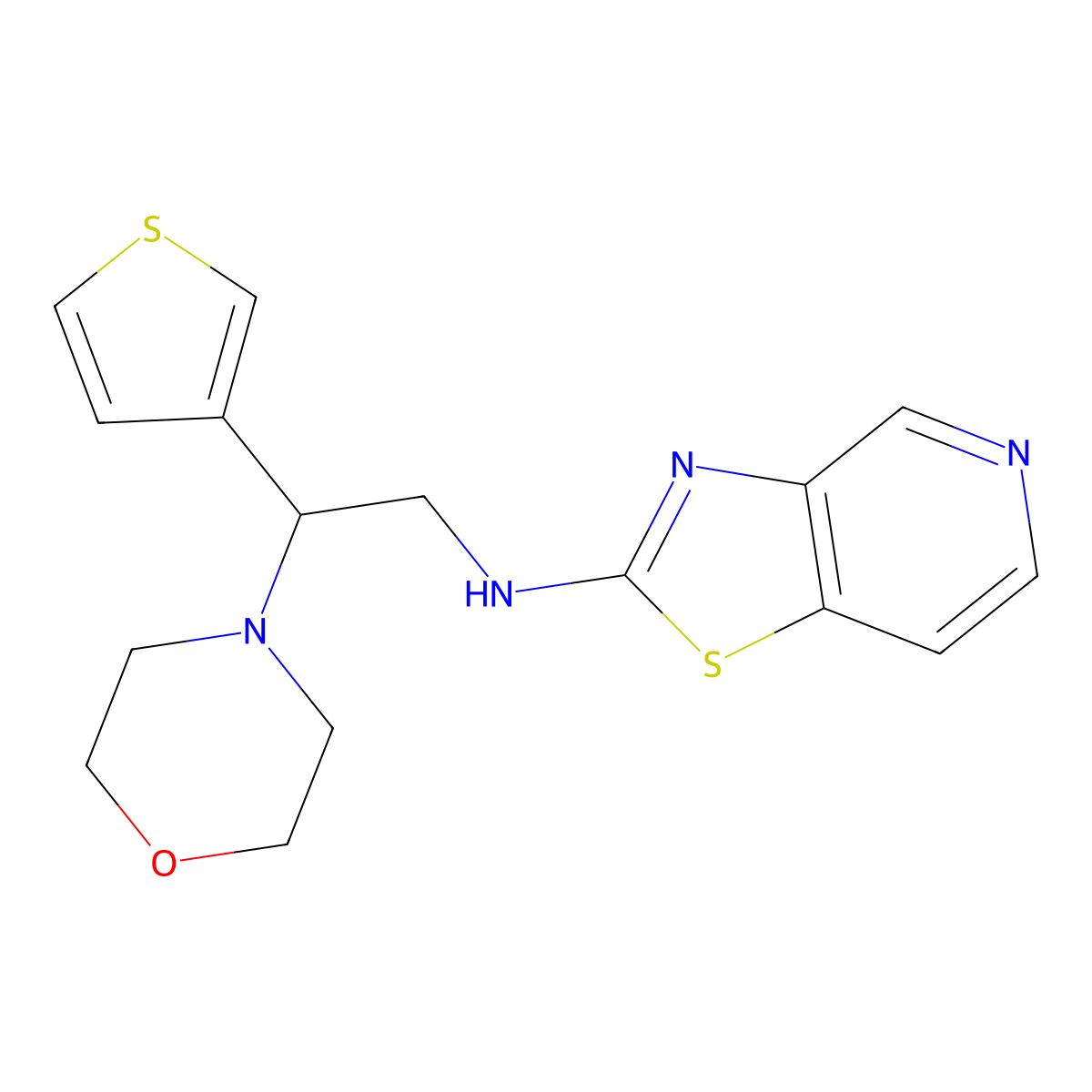 N-[2-(morpholin-4-yl)-2-(thiophen-3-yl)ethyl]-[1,3]thiazolo[4,5-c]pyridin-2-amine molecular structure, CAS 2380186-08-1