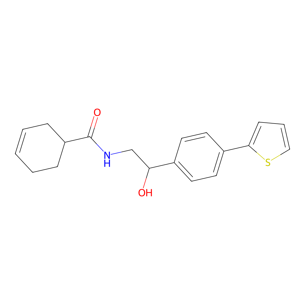 N-{2-hydroxy-2-[4-(thiophen-2-yl)phenyl]ethyl}cyclohex-3-ene-1-carboxamide molecular structure, CAS 2380186-09-2