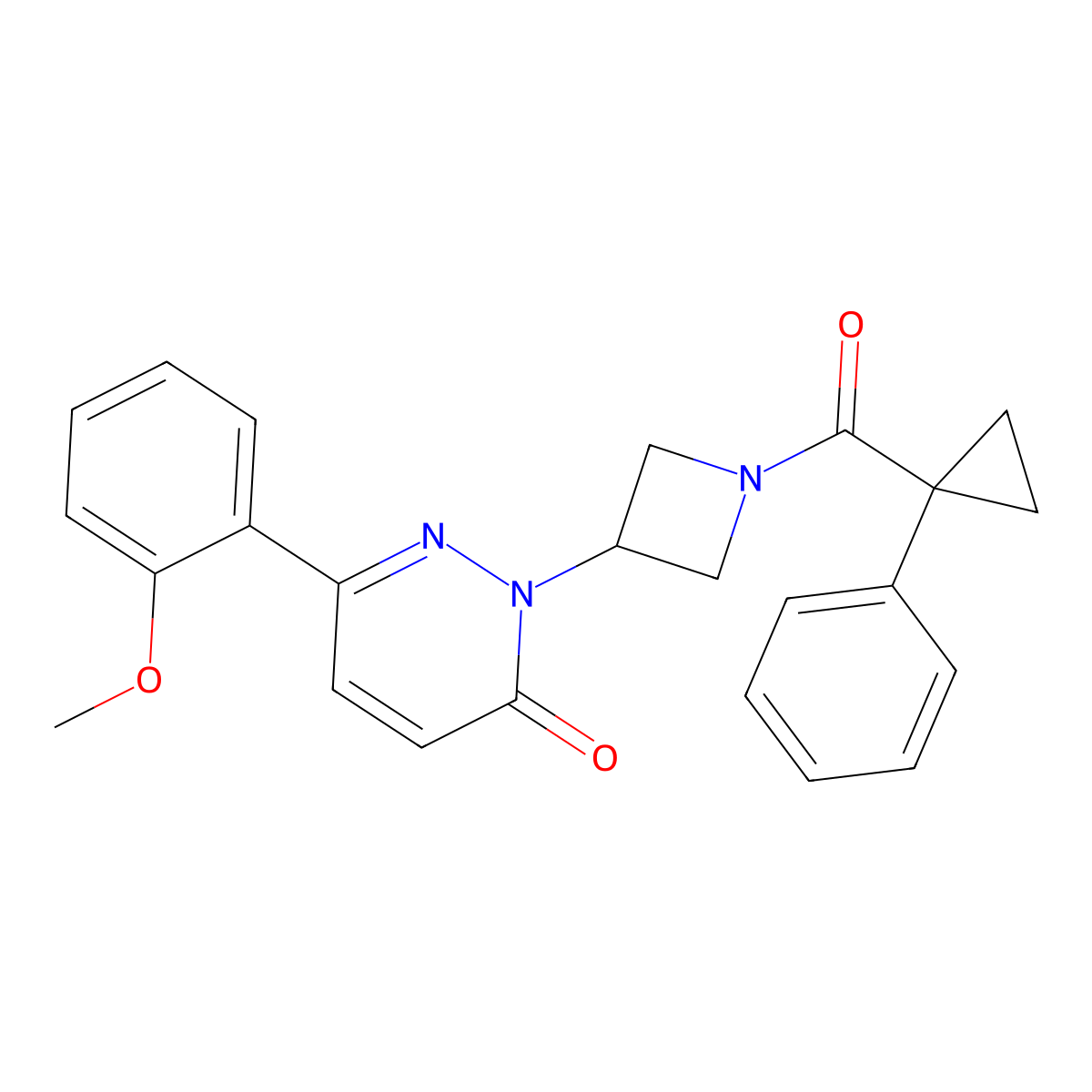 6-(2-Methoxyphenyl)-2-[1-(1-phenylcyclopropanecarbonyl)azetidin-3-yl]-2,3-dihydropyridazin-3-one molecular structure, CAS 2380186-12-7