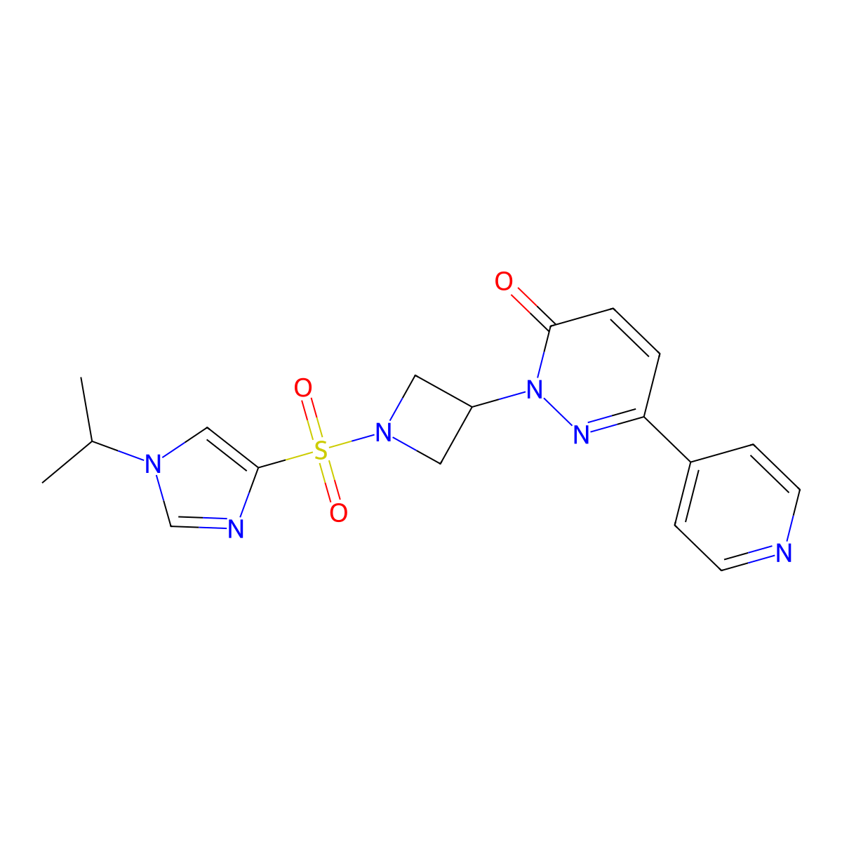 2-(1-{[1-(propan-2-yl)-1H-imidazol-4-yl]sulfonyl}azetidin-3-yl)-6-(pyridin-4-yl)-2,3-dihydropyridazin-3-one molecular structure, CAS 2380186-16-1
