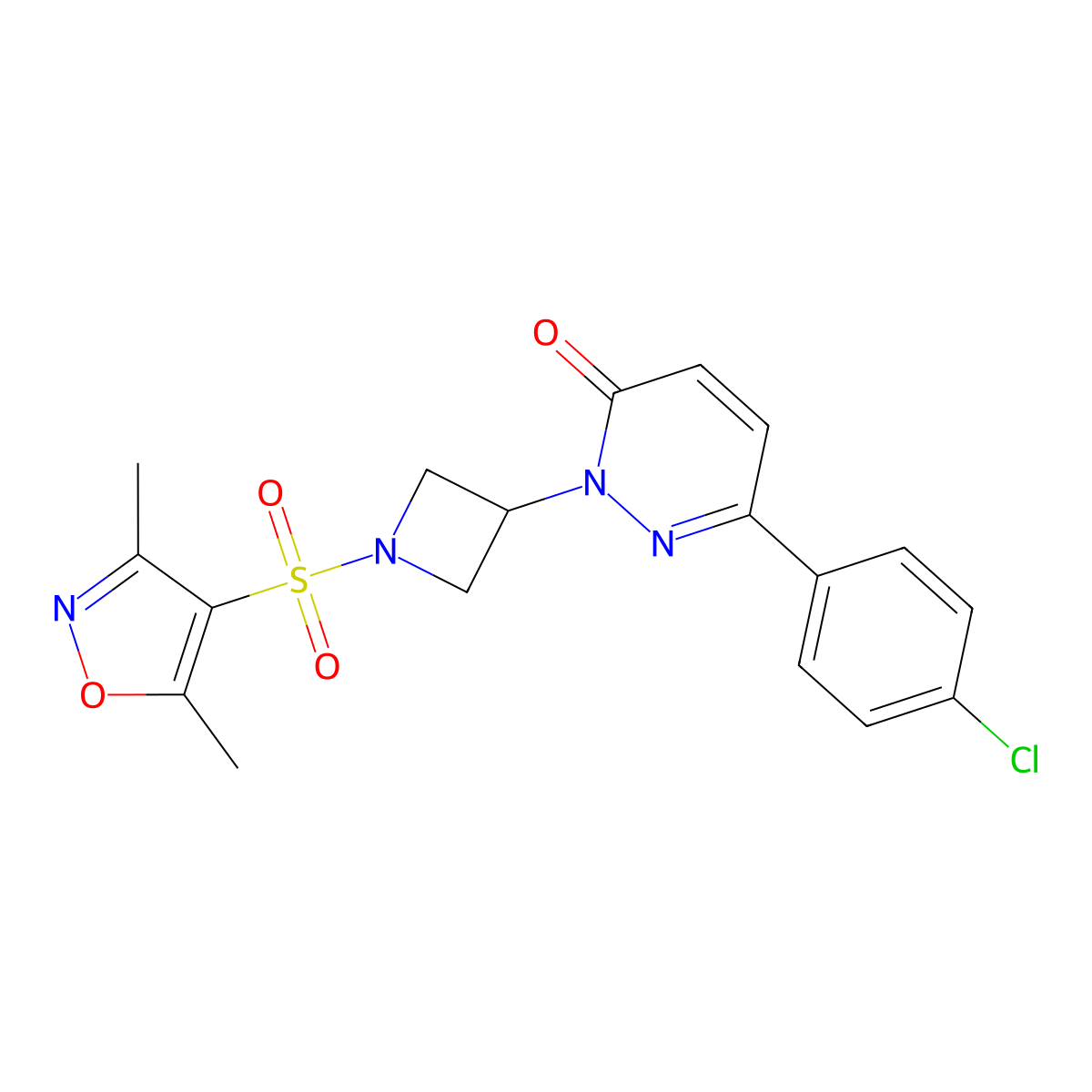 6-(4-Chlorophenyl)-2-{1-[(3,5-dimethyl-1,2-oxazol-4-yl)sulfonyl]azetidin-3-yl}-2,3-dihydropyridazin-3-one molecular structure, CAS 2380186-21-8