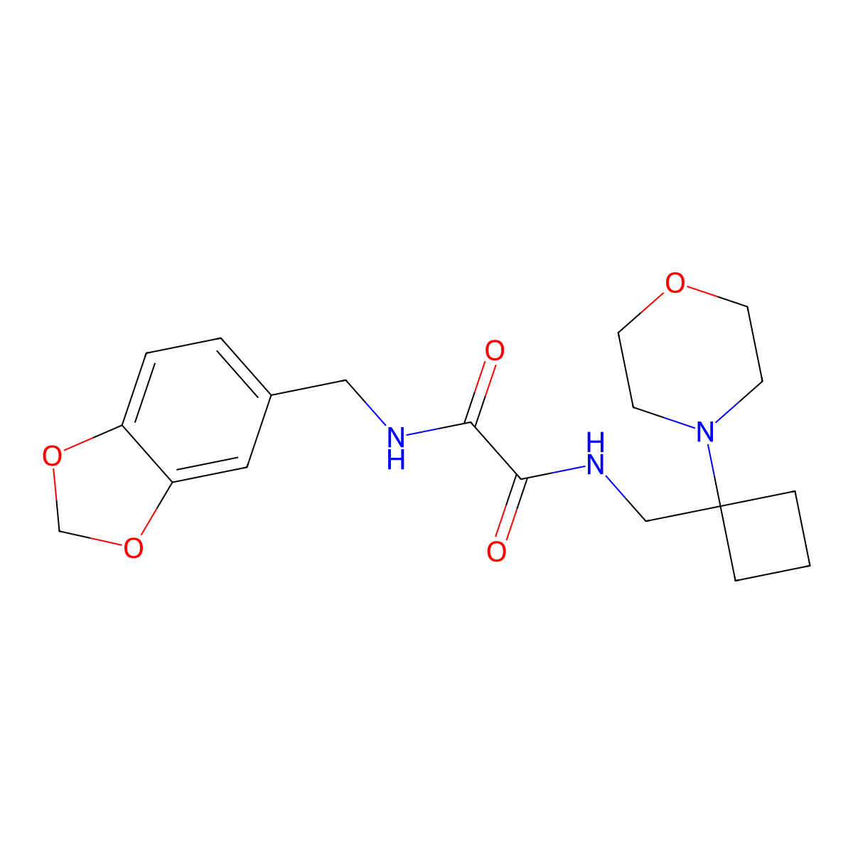 N'-[(2H-1,3-benzodioxol-5-yl)methyl]-N-{[1-(morpholin-4-yl)cyclobutyl]methyl}ethanediamide molecular structure, CAS 2380186-23-0