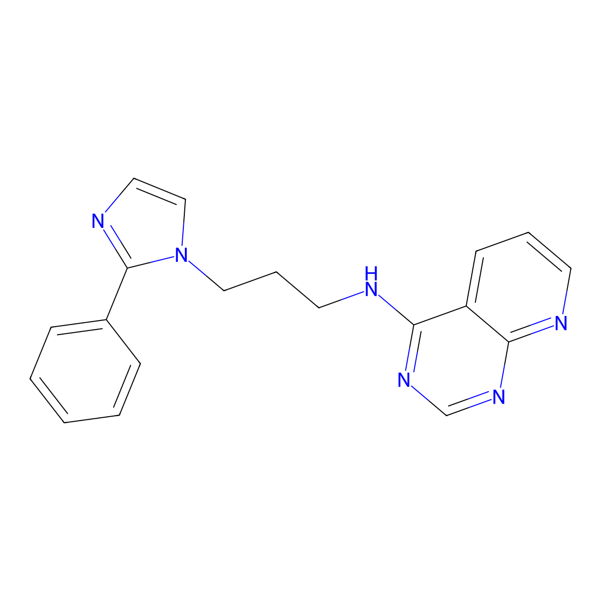 N-[3-(2-phenyl-1H-imidazol-1-yl)propyl]pyrido[2,3-d]pyrimidin-4-amine molecular structure, CAS 2380186-33-2