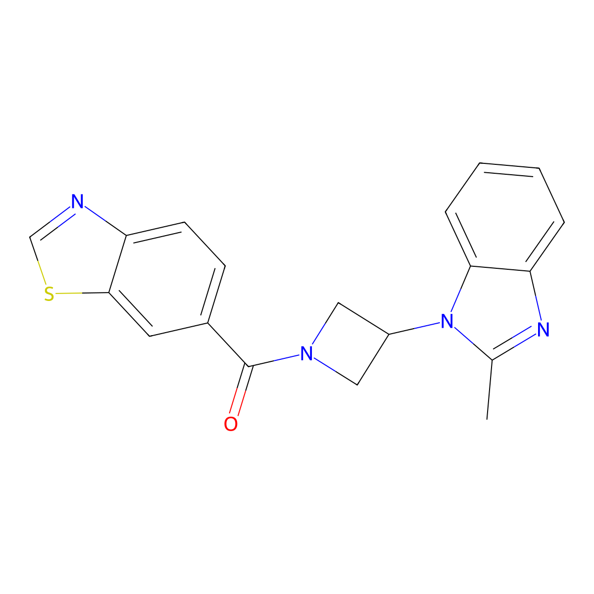 6-[3-(2-methyl-1H-1,3-benzodiazol-1-yl)azetidine-1-carbonyl]-1,3-benzothiazole molecular structure, CAS 2380186-36-5