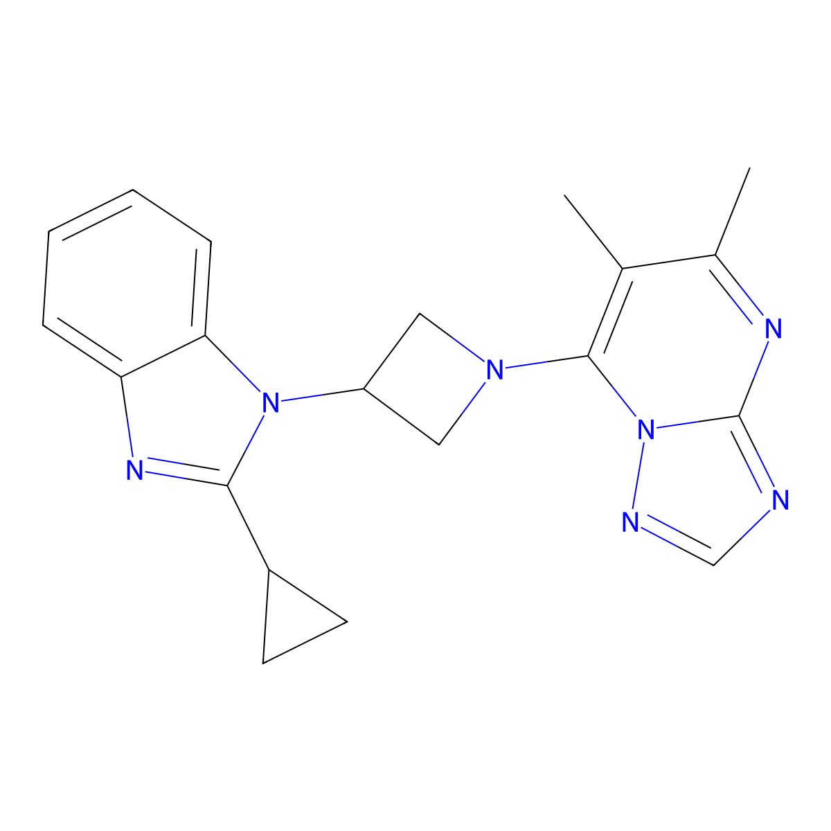 2-cyclopropyl-1-(1-{5,6-dimethyl-[1,2,4]triazolo[1,5-a]pyrimidin-7-yl}azetidin-3-yl)-1H-1,3-benzodiazole molecular structure, CAS 2380186-39-8