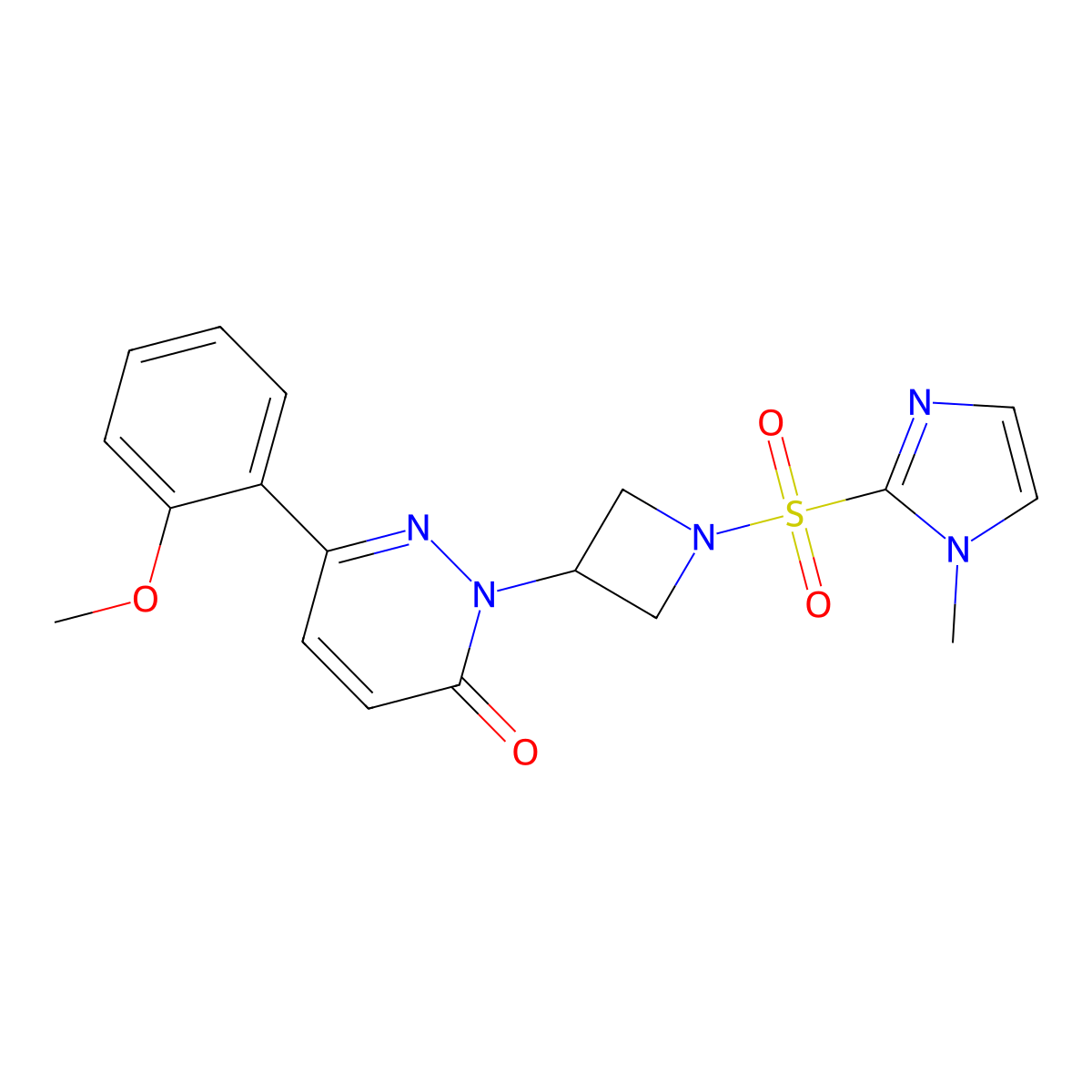 6-(2-methoxyphenyl)-2-{1-[(1-methyl-1H-imidazol-2-yl)sulfonyl]azetidin-3-yl}-2,3-dihydropyridazin-3-one molecular structure, CAS 2380186-40-1