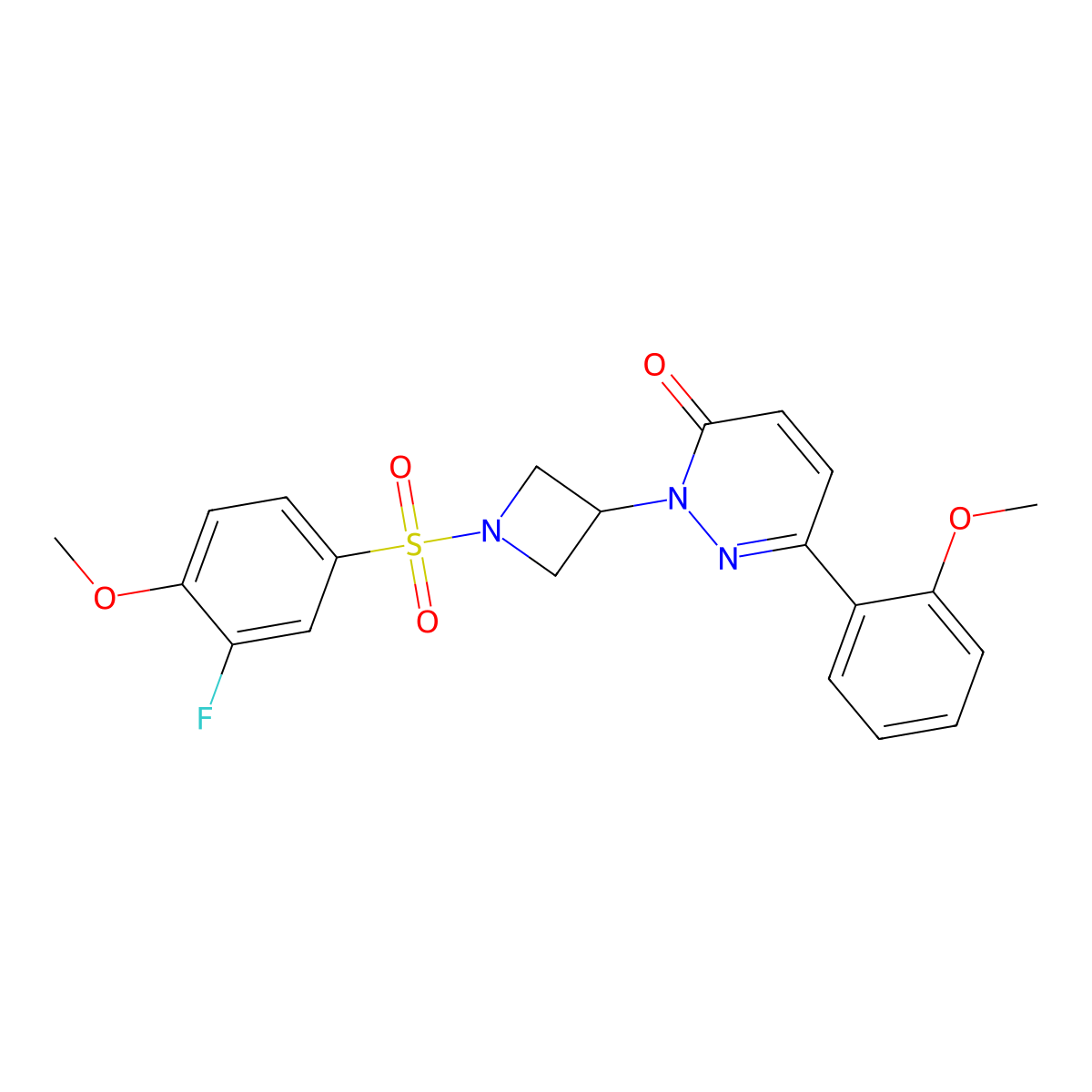 2-[1-(3-Fluoro-4-methoxyphenyl)sulfonylazetidin-3-yl]-6-(2-methoxyphenyl)pyridazin-3-one molecular structure, CAS 2380186-45-6