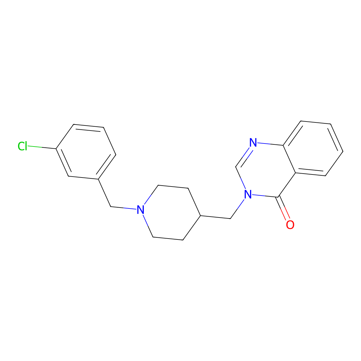 3-({1-[(3-Chlorophenyl)methyl]piperidin-4-yl}methyl)-3,4-dihydroquinazolin-4-one molecular structure, CAS 2380186-47-8