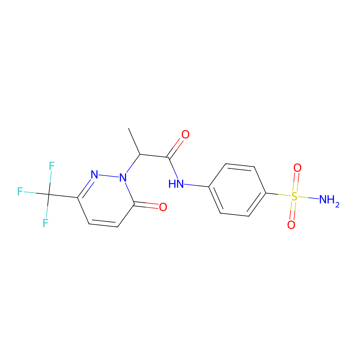 2-[6-oxo-3-(trifluoromethyl)-1,6-dihydropyridazin-1-yl]-N-(4-sulfamoylphenyl)propanamide molecular structure, CAS 2380186-52-5