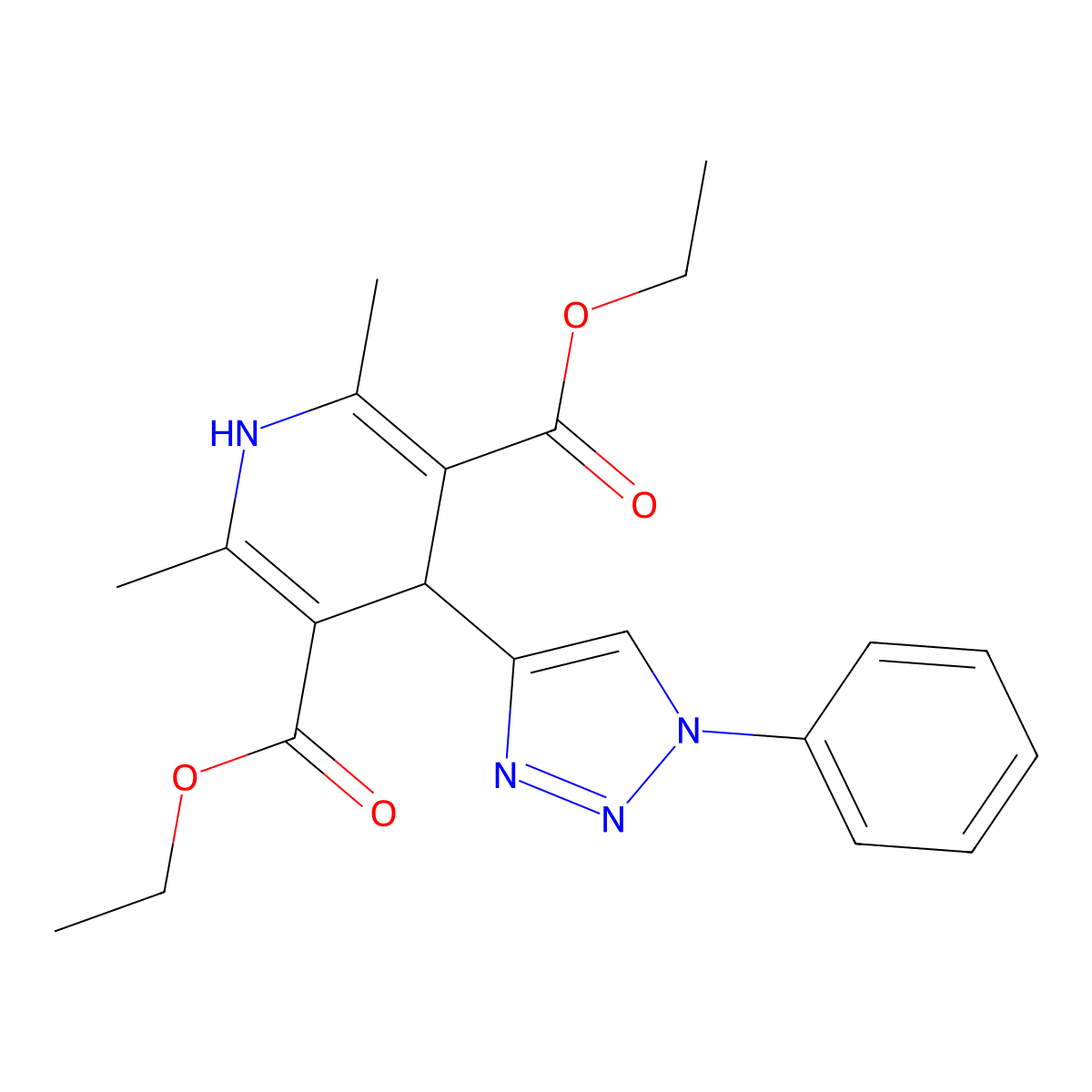 3,5-diethyl 2,6-dimethyl-4-(1-phenyl-1H-1,2,3-triazol-4-yl)-1,4-dihydropyridine-3,5-dicarboxylate molecular structure, CAS 2380186-57-0