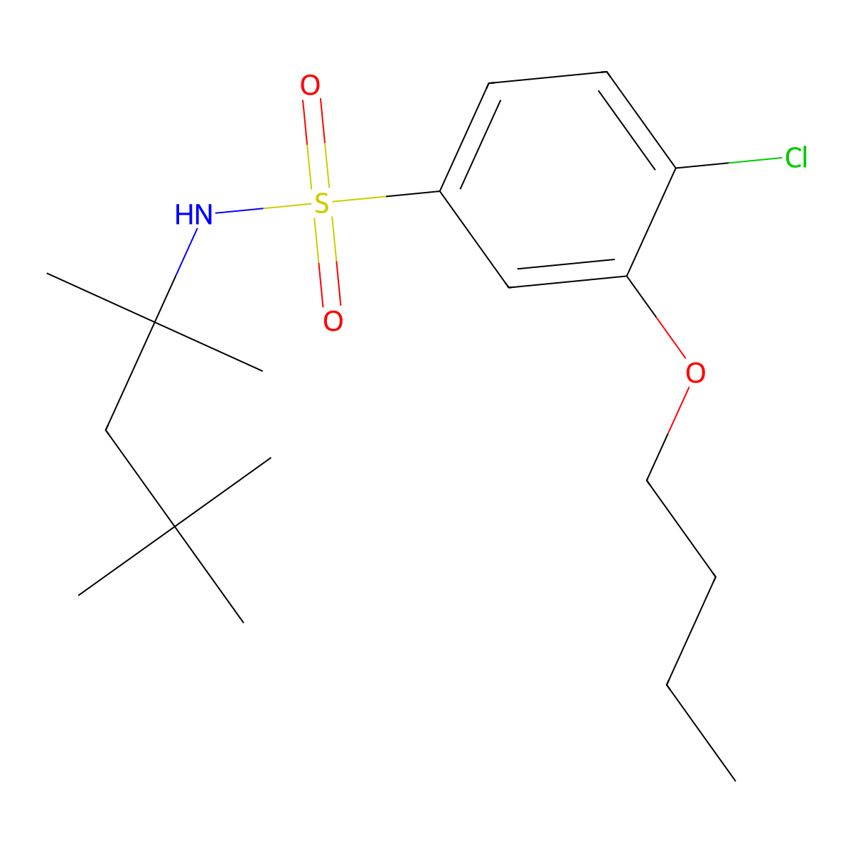 3-butoxy-4-chloro-N-(2,4,4-trimethylpentan-2-yl)benzene-1-sulfonamide molecular structure, CAS 2380186-62-7