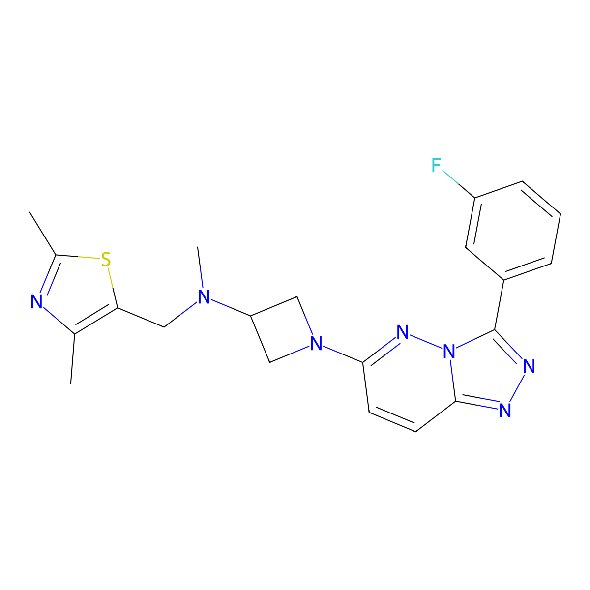 N-[(2,4-Dimethyl-1,3-thiazol-5-yl)methyl]-1-[3-(3-fluorophenyl)-[1,2,4]triazolo[4,3-b]pyridazin-6-yl]-N-methylazetidin-3-amine molecular structure, CAS 2380186-63-8