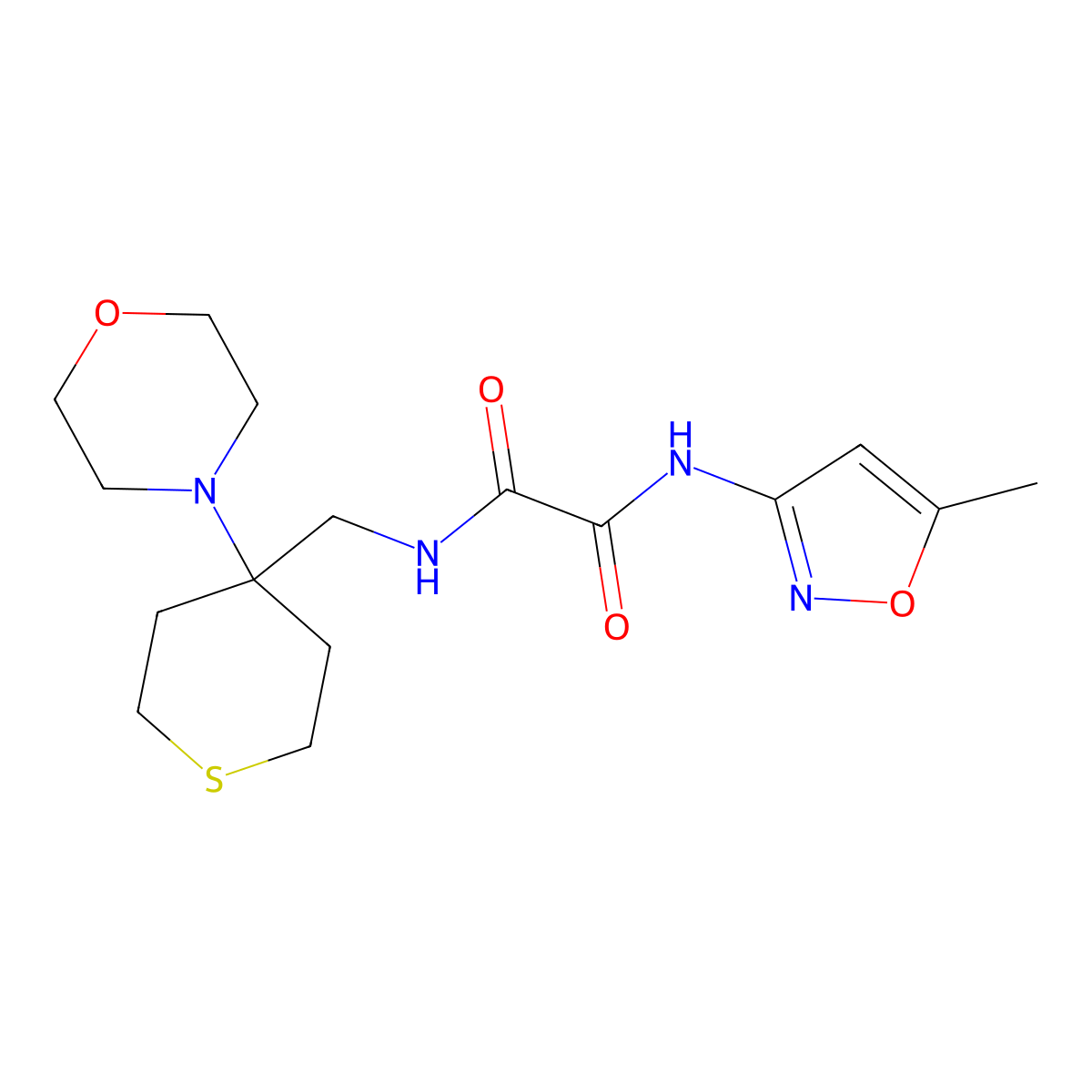 N-(5-methyl-1,2-oxazol-3-yl)-N'-{[4-(morpholin-4-yl)thian-4-yl]methyl}ethanediamide molecular structure, CAS 2380186-66-1