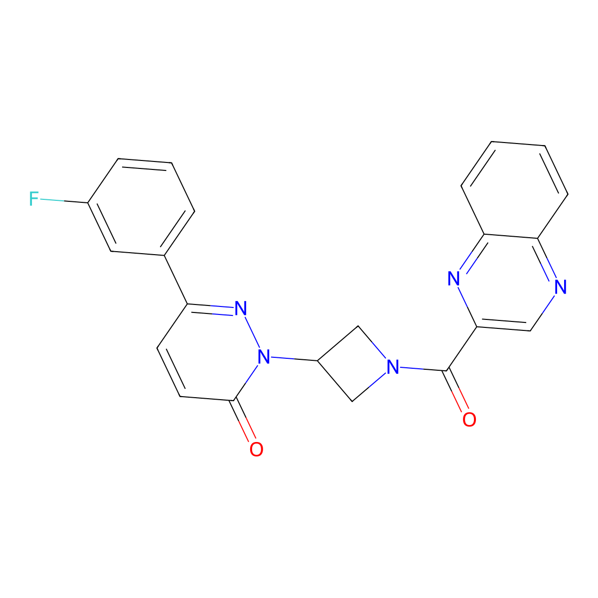 6-(3-Fluorophenyl)-2-[1-(quinoxaline-2-carbonyl)azetidin-3-yl]-2,3-dihydropyridazin-3-one molecular structure, CAS 2380186-69-4
