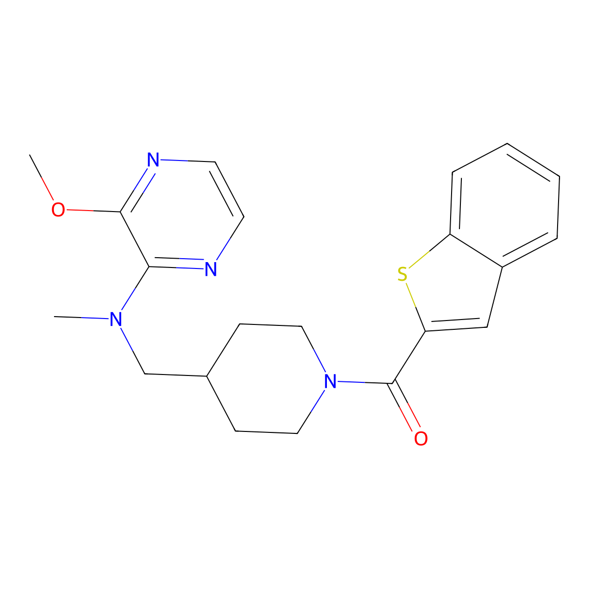 N-{[1-(1-benzothiophene-2-carbonyl)piperidin-4-yl]methyl}-3-methoxy-N-methylpyrazin-2-amine molecular structure, CAS 2380186-74-1