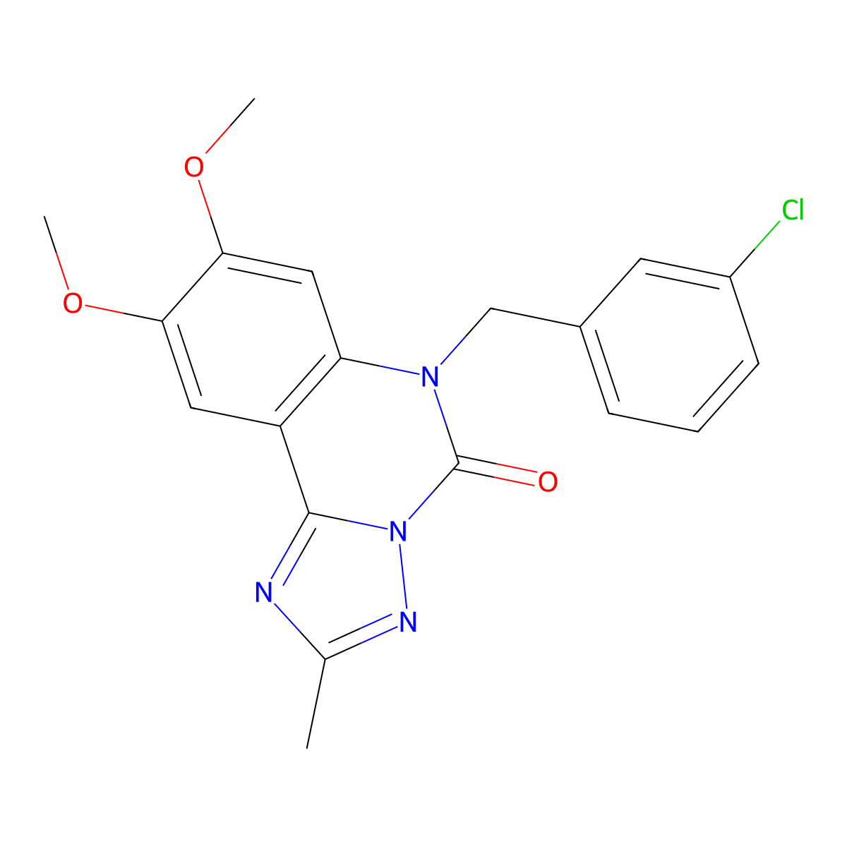 6-[(3-chlorophenyl)methyl]-8,9-dimethoxy-2-methyl-5H,6H-[1,2,4]triazolo[1,5-c]quinazolin-5-one molecular structure, CAS 2380186-75-2