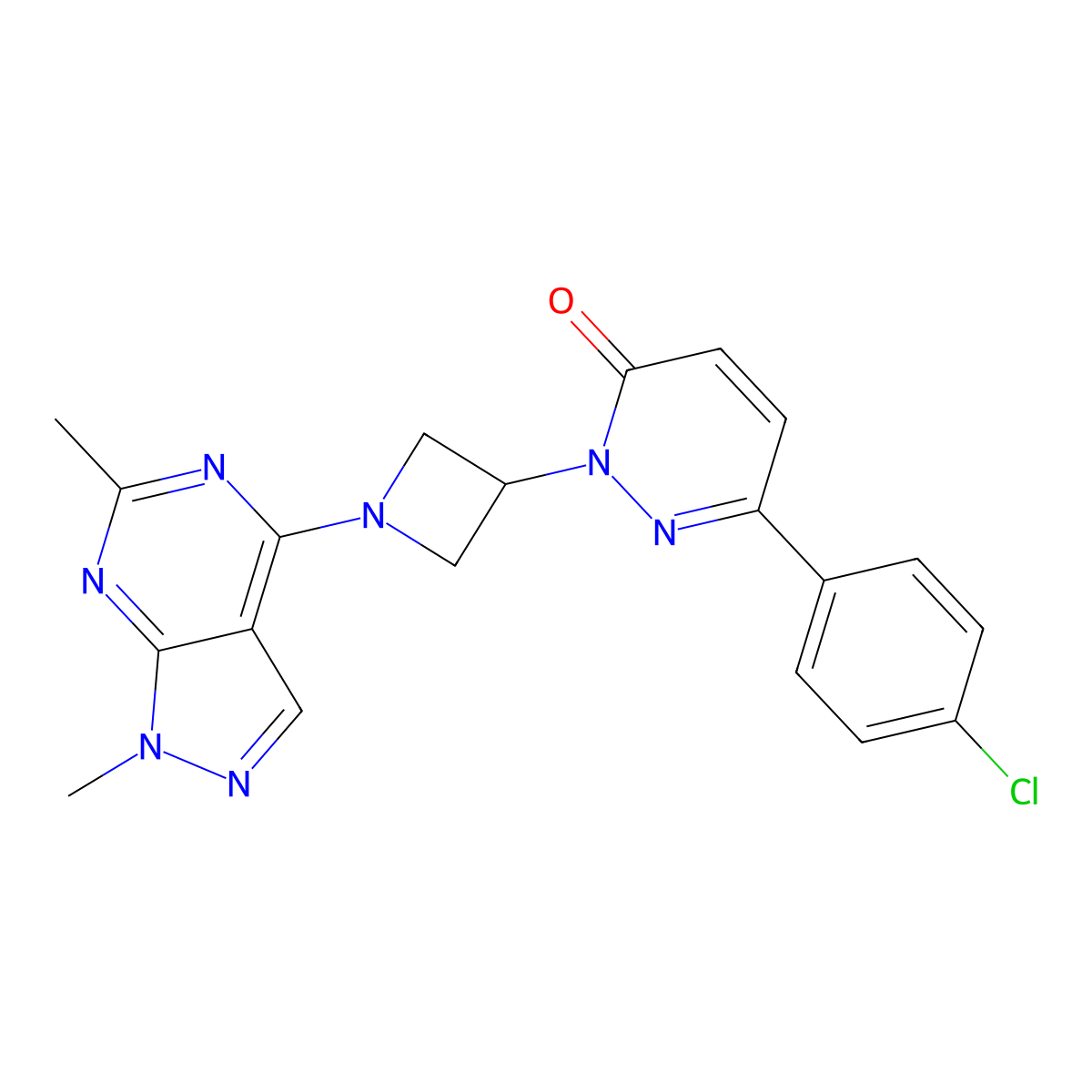 6-(4-chlorophenyl)-2-(1-{1,6-dimethyl-1H-pyrazolo[3,4-d]pyrimidin-4-yl}azetidin-3-yl)-2,3-dihydropyridazin-3-one molecular structure, CAS 2380186-78-5