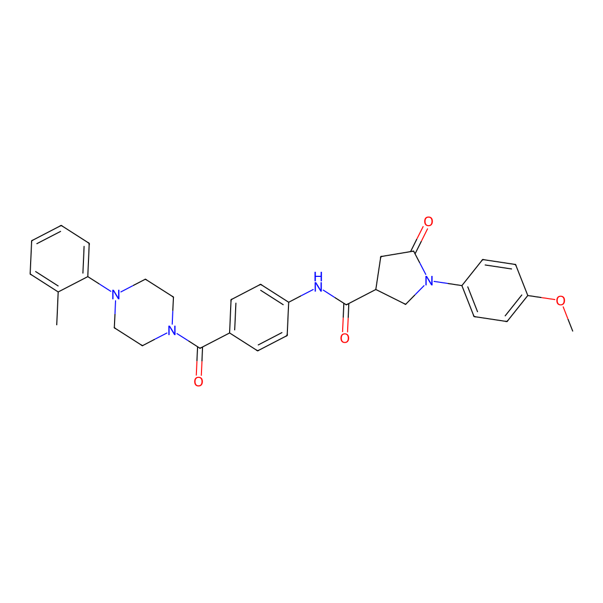 1-(4-methoxyphenyl)-N-{4-[4-(2-methylphenyl)piperazine-1-carbonyl]phenyl}-5-oxopyrrolidine-3-carboxamide molecular structure, CAS 2380186-90-1