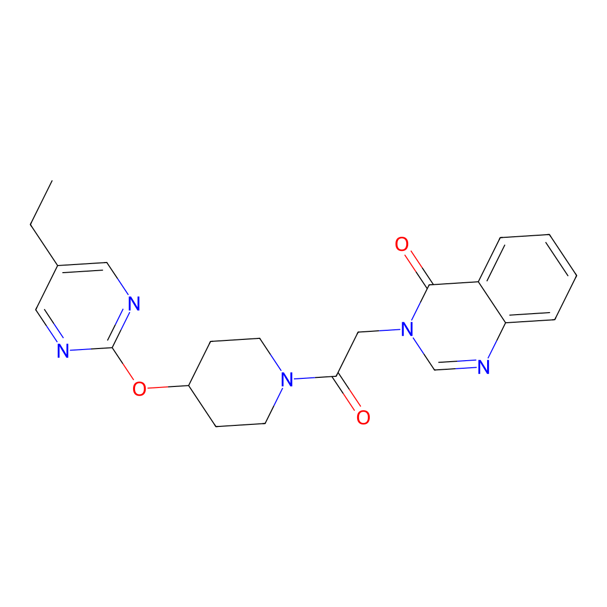 3-(2-{4-[(5-Ethylpyrimidin-2-yl)oxy]piperidin-1-yl}-2-oxoethyl)-3,4-dihydroquinazolin-4-one molecular structure, CAS 2380186-95-6