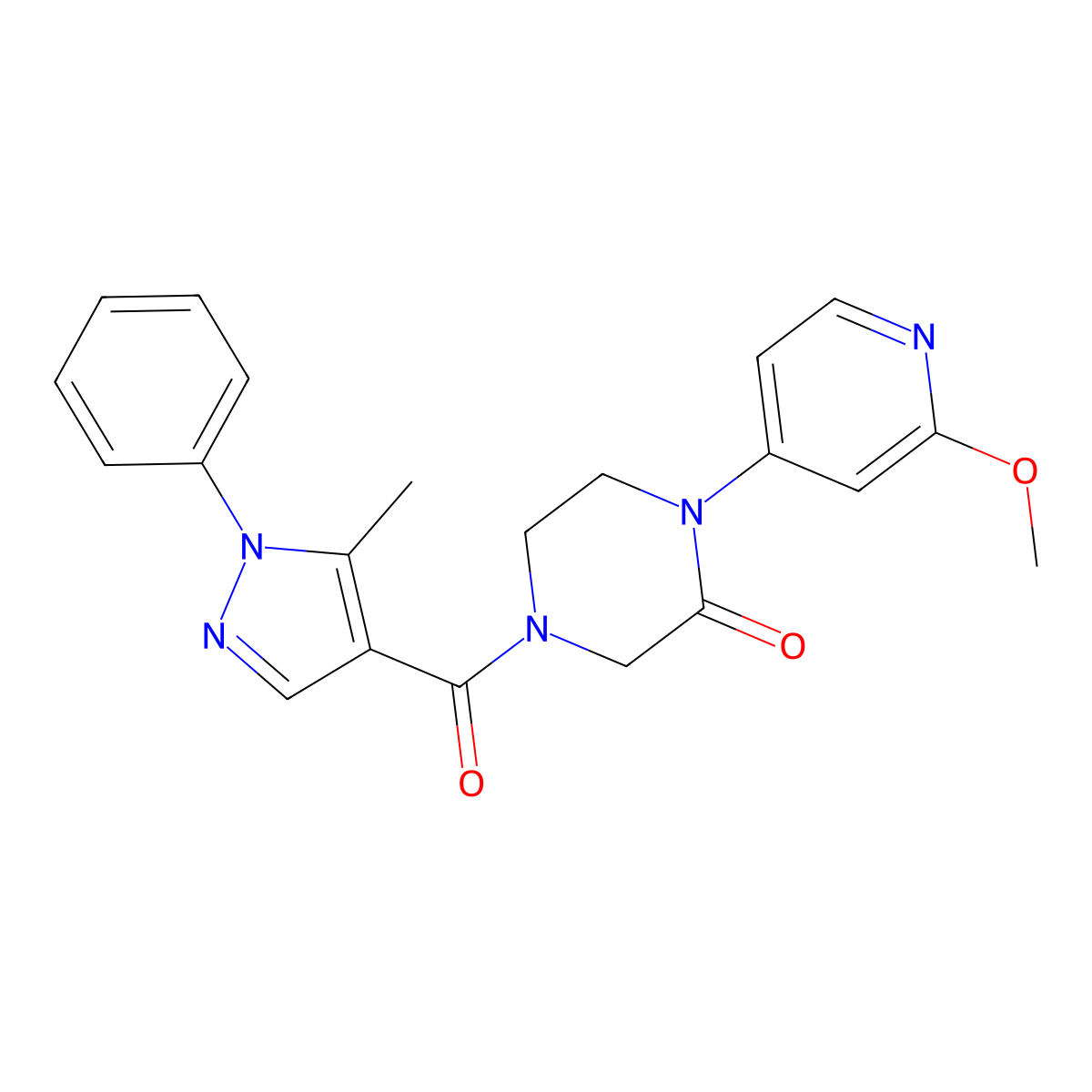 1-(2-methoxypyridin-4-yl)-4-(5-methyl-1-phenyl-1H-pyrazole-4-carbonyl)piperazin-2-one molecular structure, CAS 2380186-97-8
