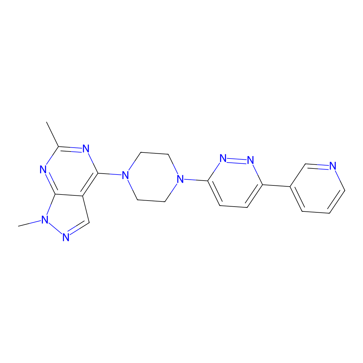3-(4-{1,6-dimethyl-1H-pyrazolo[3,4-d]pyrimidin-4-yl}piperazin-1-yl)-6-(pyridin-3-yl)pyridazine molecular structure, CAS 2380187-00-6