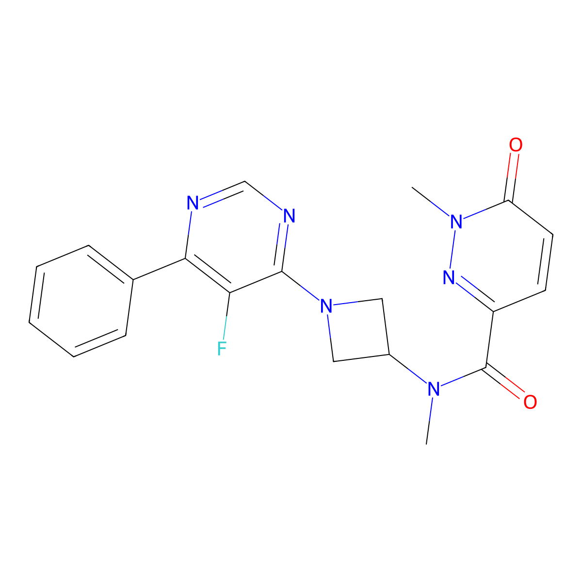 N-[1-(5-fluoro-6-phenylpyrimidin-4-yl)azetidin-3-yl]-N,1-dimethyl-6-oxo-1,6-dihydropyridazine-3-carboxamide molecular structure, CAS 2380187-01-7