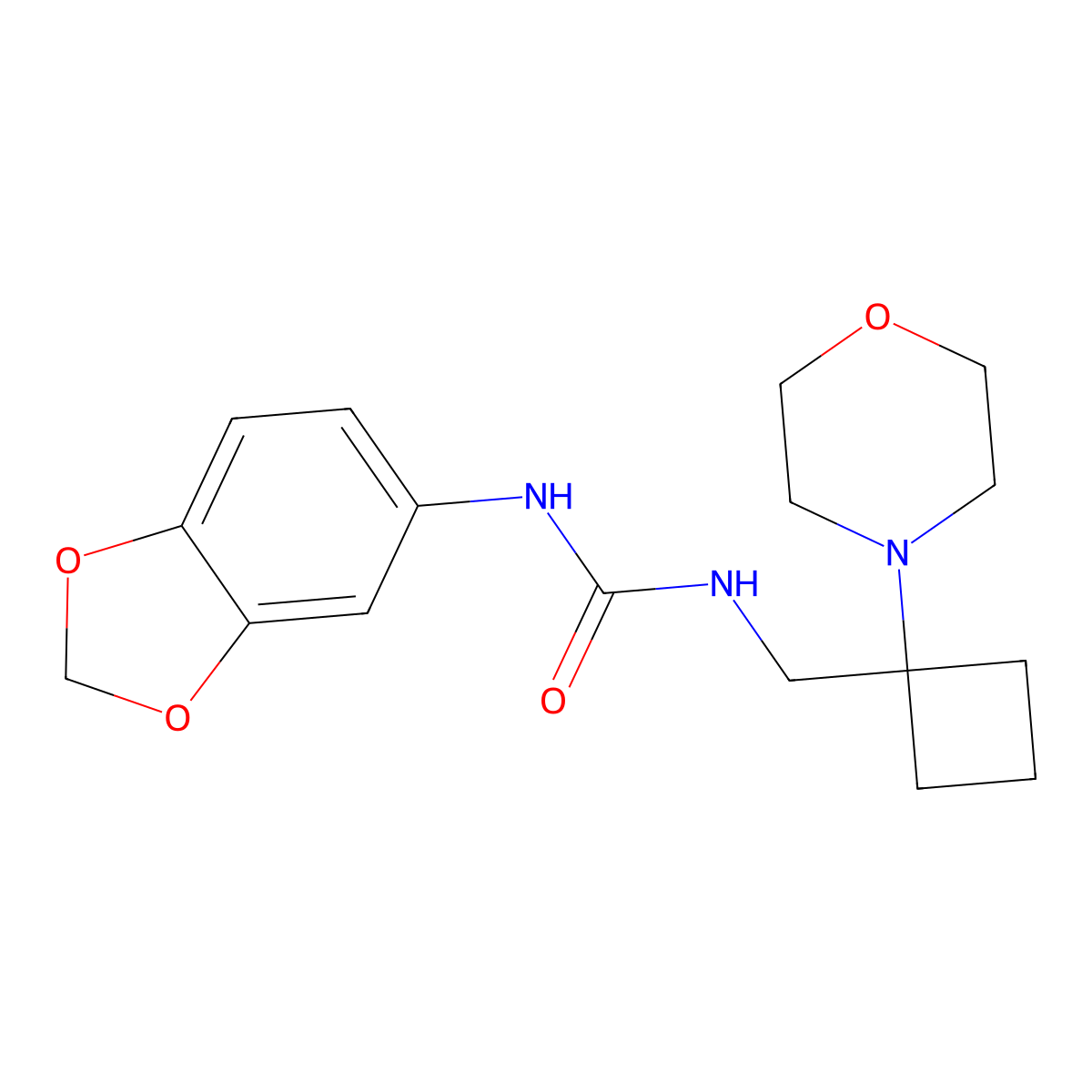 1-(2H-1,3-benzodioxol-5-yl)-3-{[1-(morpholin-4-yl)cyclobutyl]methyl}urea molecular structure, CAS 2380187-04-0