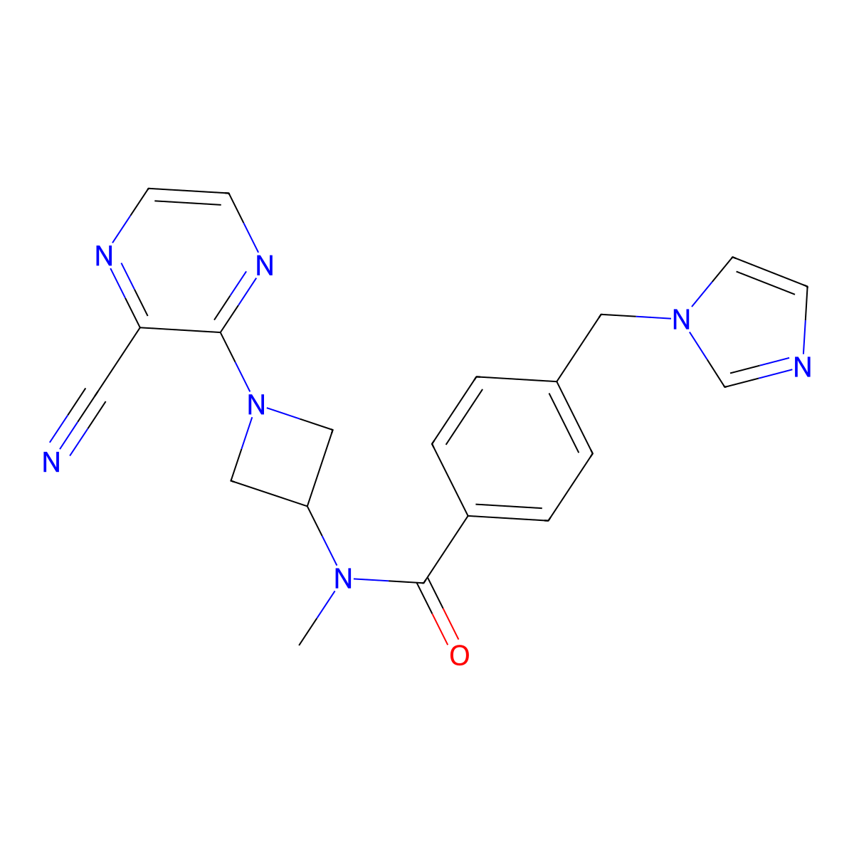 N-[1-(3-cyanopyrazin-2-yl)azetidin-3-yl]-4-[(1H-imidazol-1-yl)methyl]-N-methylbenzamide molecular structure, CAS 2380187-05-1
