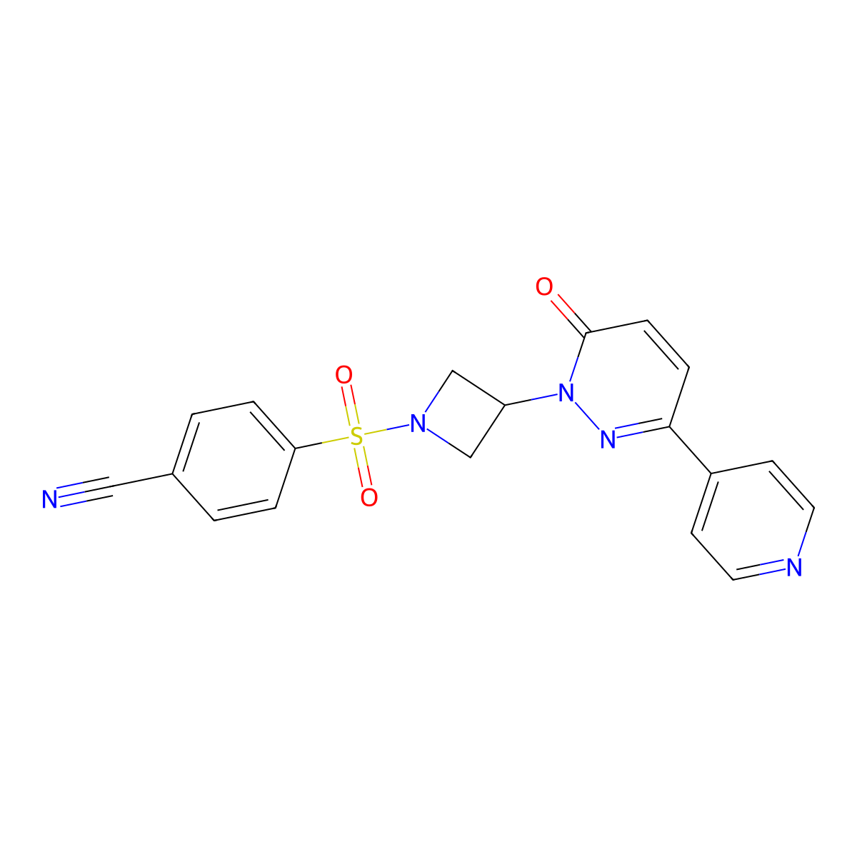 4-({3-[6-Oxo-3-(pyridin-4-yl)-1,6-dihydropyridazin-1-yl]azetidin-1-yl}sulfonyl)benzonitrile molecular structure, CAS 2380187-06-2
