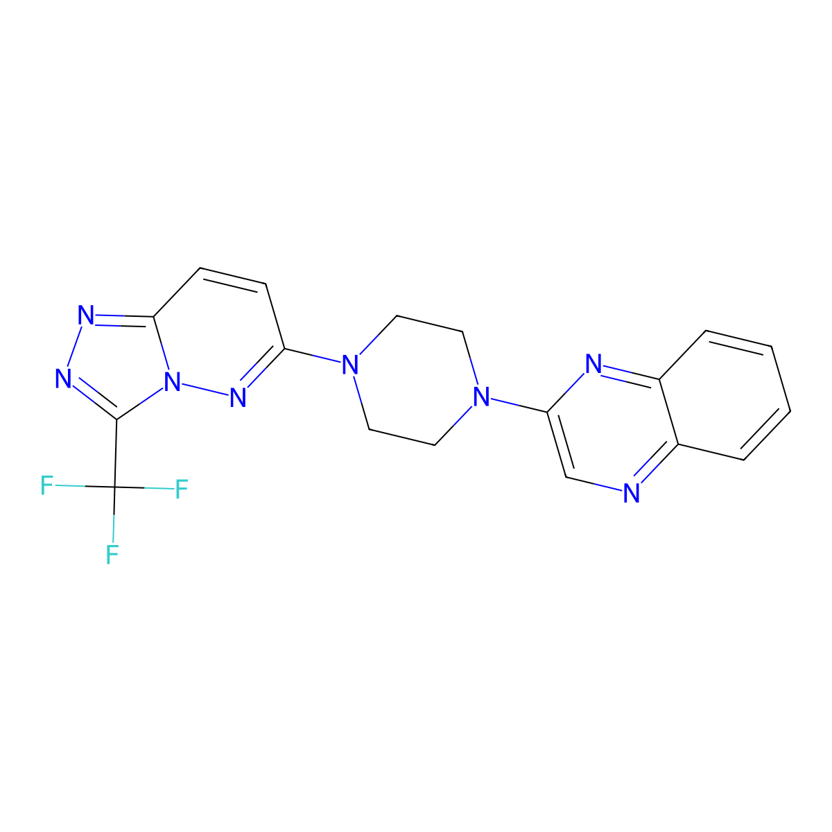 2-{4-[3-(Trifluoromethyl)-[1,2,4]triazolo[4,3-b]pyridazin-6-yl]piperazin-1-yl}quinoxaline molecular structure, CAS 2380187-08-4