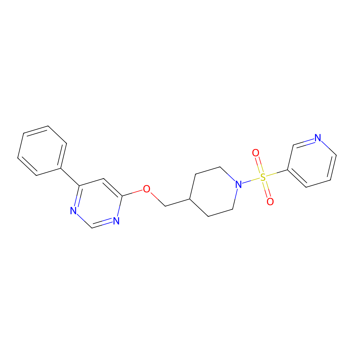 4-Phenyl-6-{[1-(pyridine-3-sulfonyl)piperidin-4-yl]methoxy}pyrimidine molecular structure, CAS 2380187-10-8