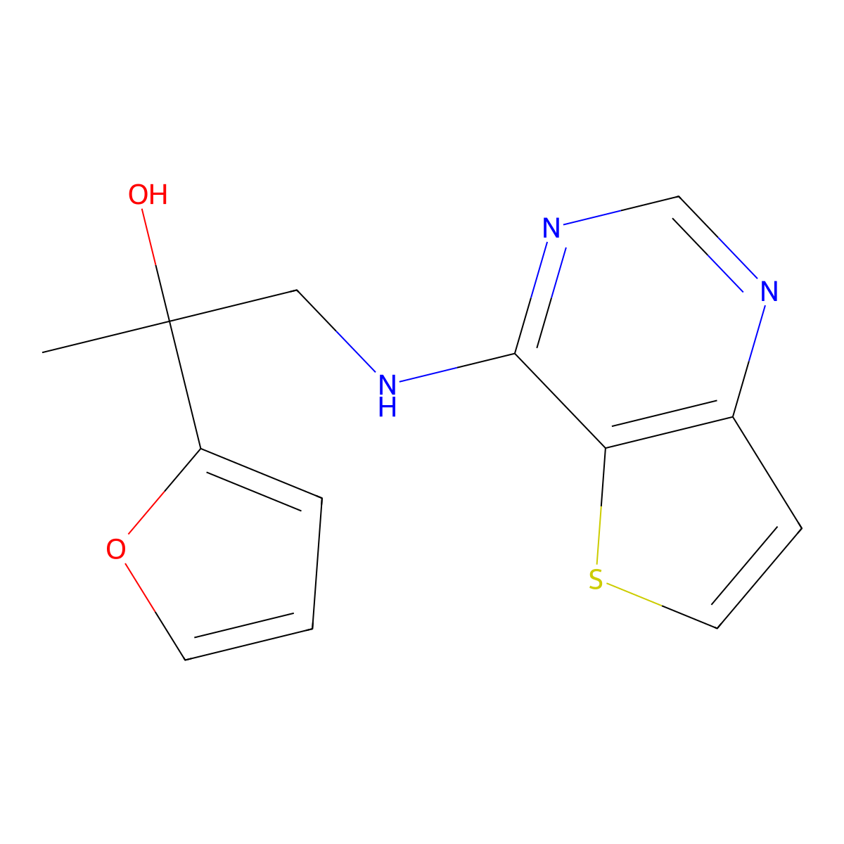 2-(Furan-2-yl)-1-({thieno[3,2-d]pyrimidin-4-yl}amino)propan-2-ol molecular structure, CAS 2380187-14-2