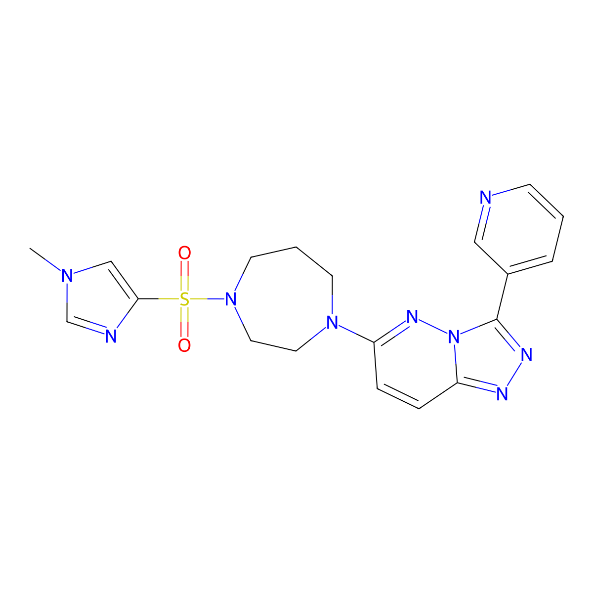1-[(1-methyl-1H-imidazol-4-yl)sulfonyl]-4-[3-(pyridin-3-yl)-[1,2,4]triazolo[4,3-b]pyridazin-6-yl]-1,4-diazepane molecular structure, CAS 2380187-19-7