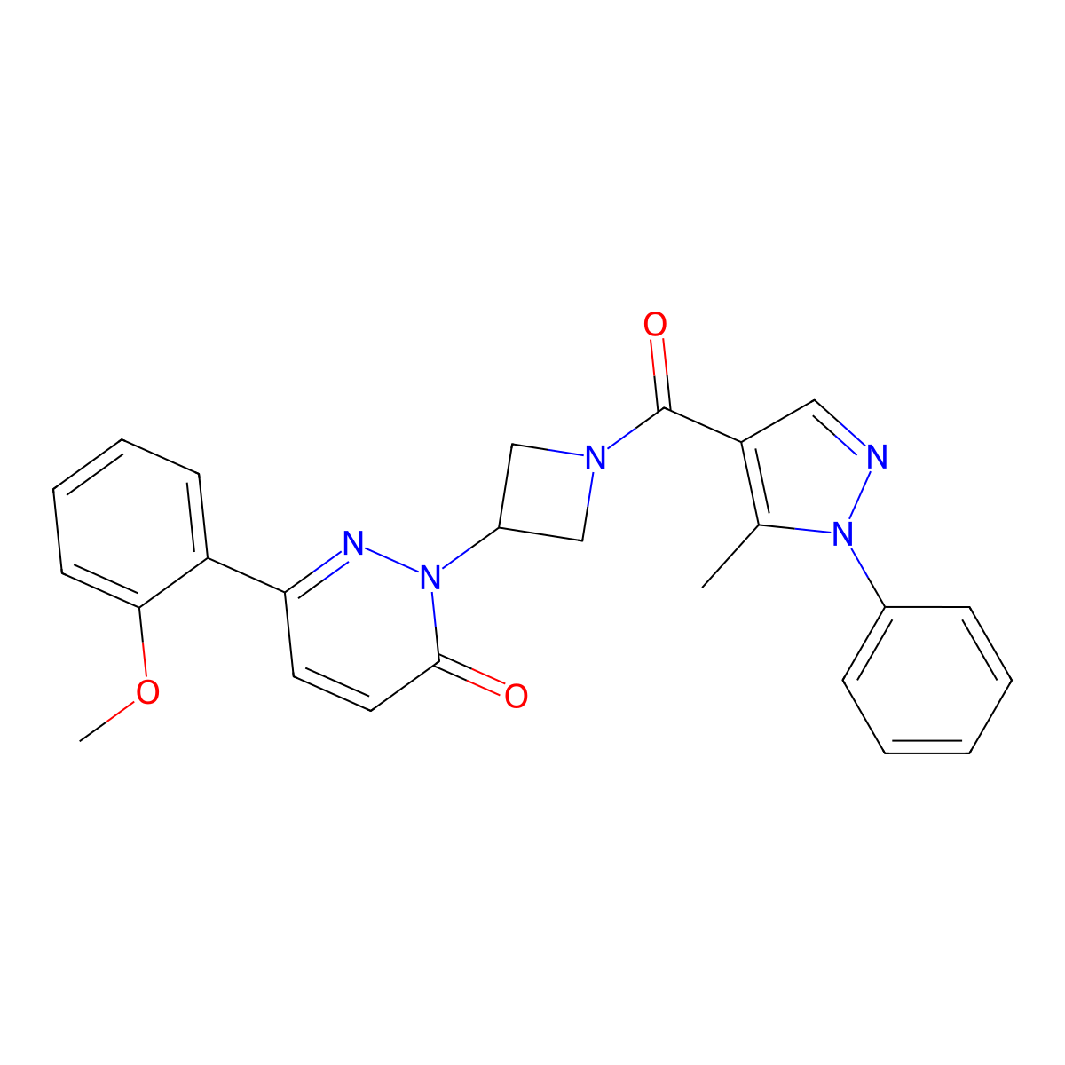 6-(2-methoxyphenyl)-2-[1-(5-methyl-1-phenyl-1H-pyrazole-4-carbonyl)azetidin-3-yl]-2,3-dihydropyridazin-3-one molecular structure, CAS 2380187-23-3