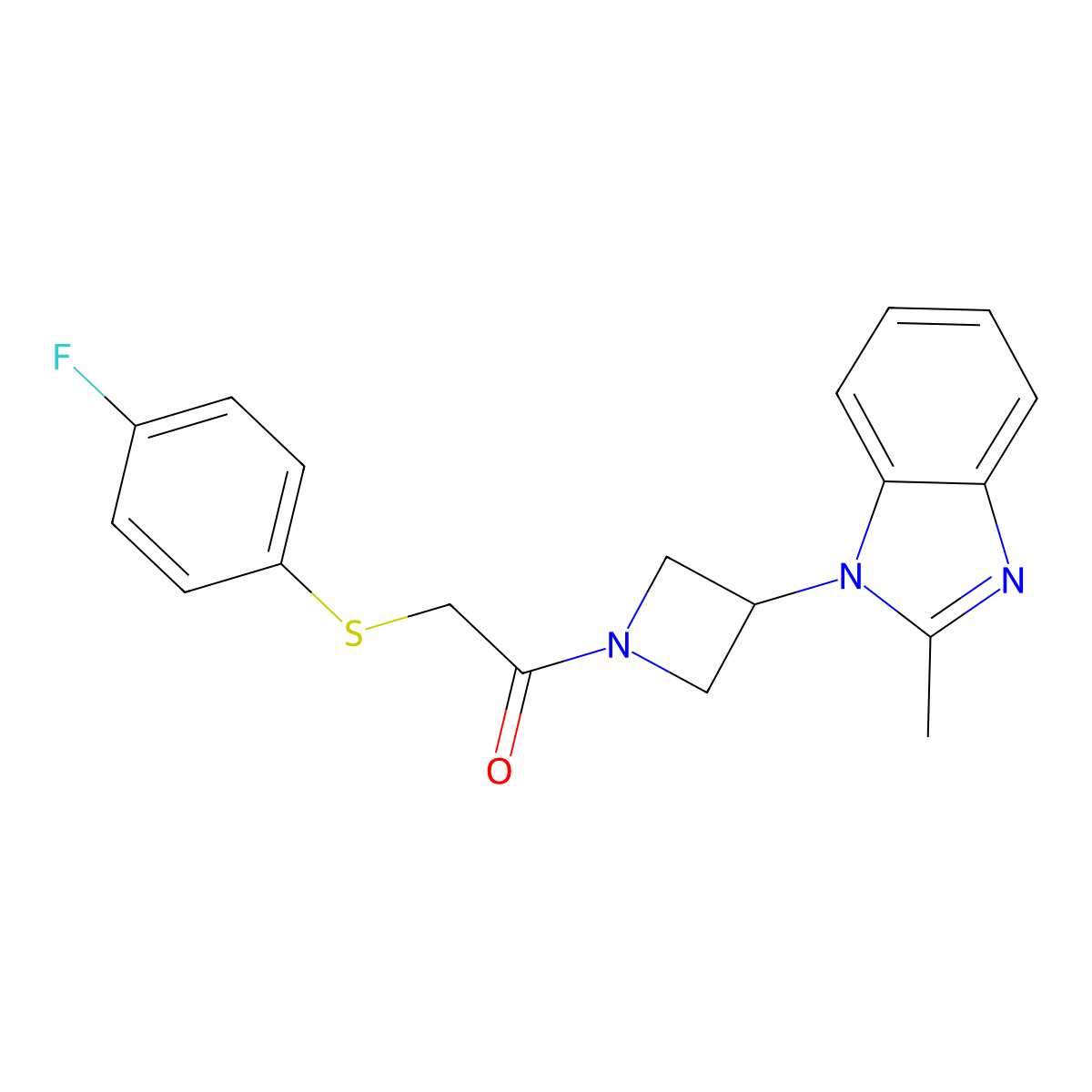 2-[(4-fluorophenyl)sulfanyl]-1-[3-(2-methyl-1H-1,3-benzodiazol-1-yl)azetidin-1-yl]ethan-1-one molecular structure, CAS 2380187-27-7