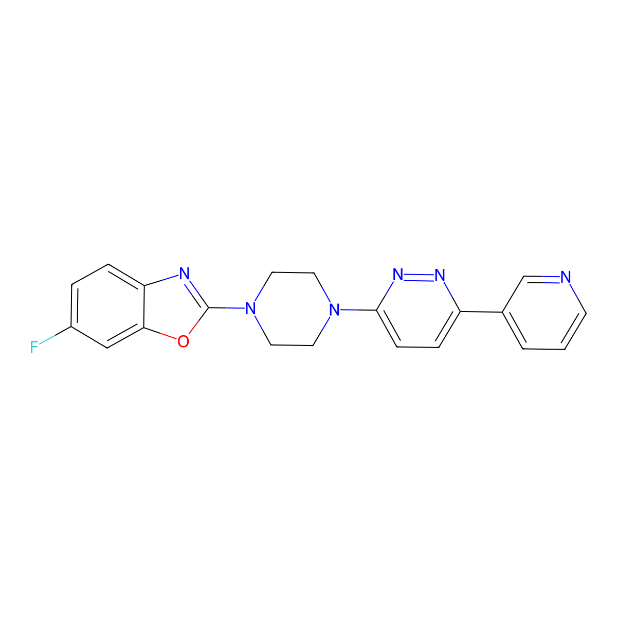 6-Fluoro-2-{4-[6-(pyridin-3-yl)pyridazin-3-yl]piperazin-1-yl}-1,3-benzoxazole molecular structure, CAS 2380187-29-9