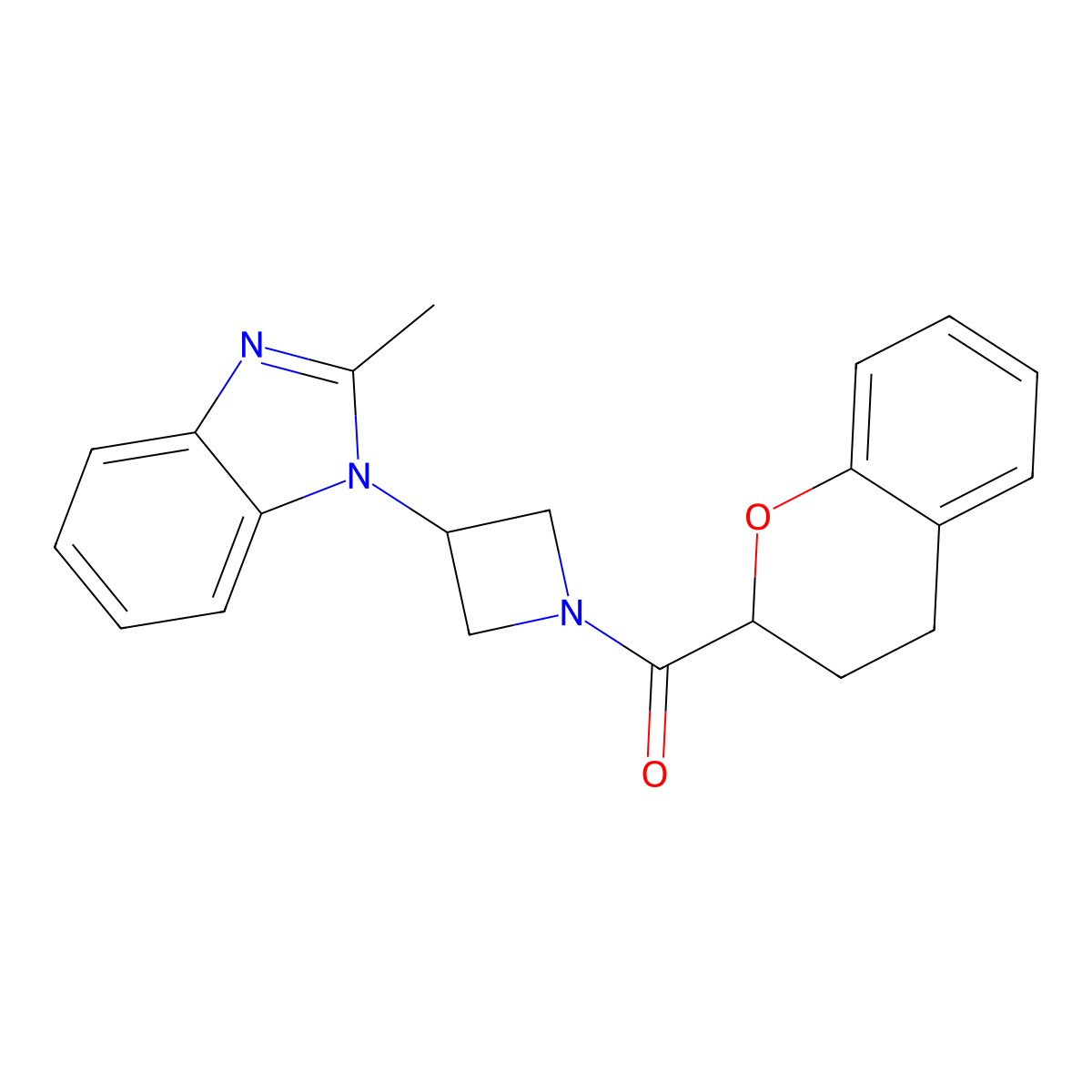 1-[1-(3,4-dihydro-2H-1-benzopyran-2-carbonyl)azetidin-3-yl]-2-methyl-1H-1,3-benzodiazole molecular structure, CAS 2380187-31-3